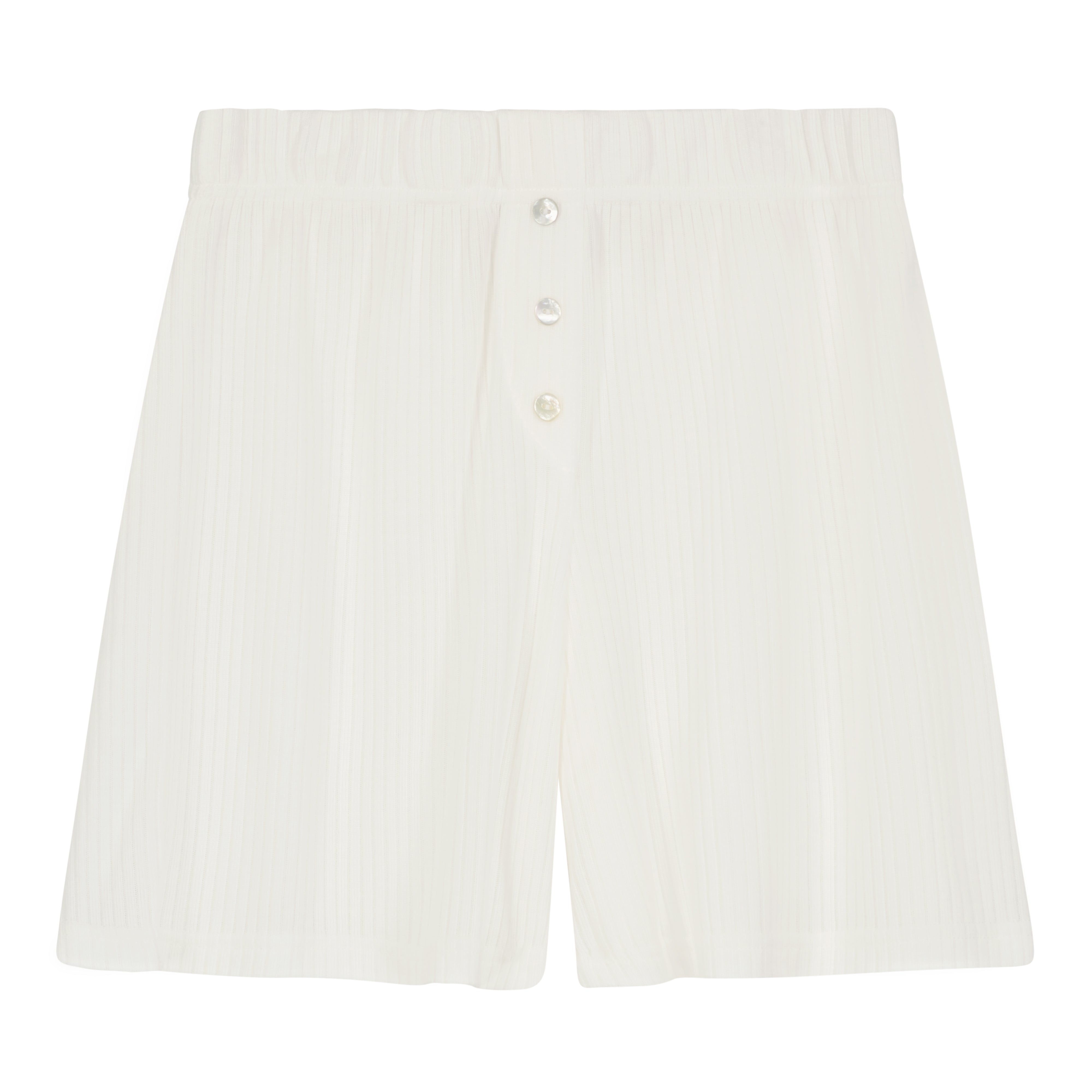 Mara Slouchy Rib Short Set - Pearl White Rib Knit