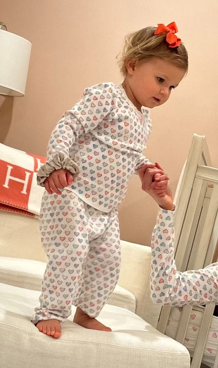 Girls & Baby Crew Long Sleeve - Rainbow Hearts Print