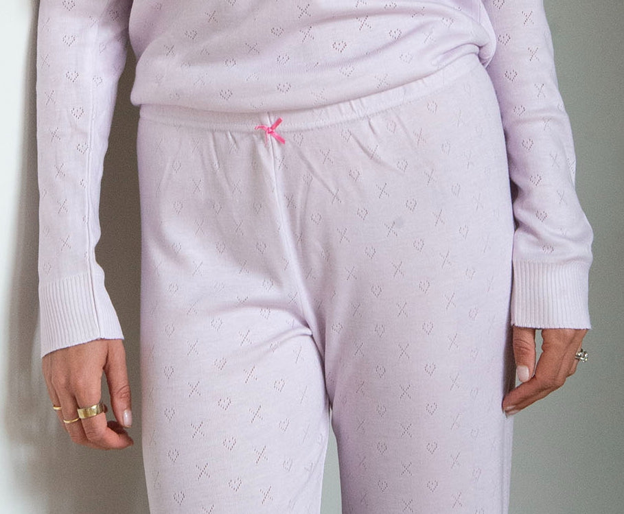 Long Pant - Lilac Hearts-X Pointelle