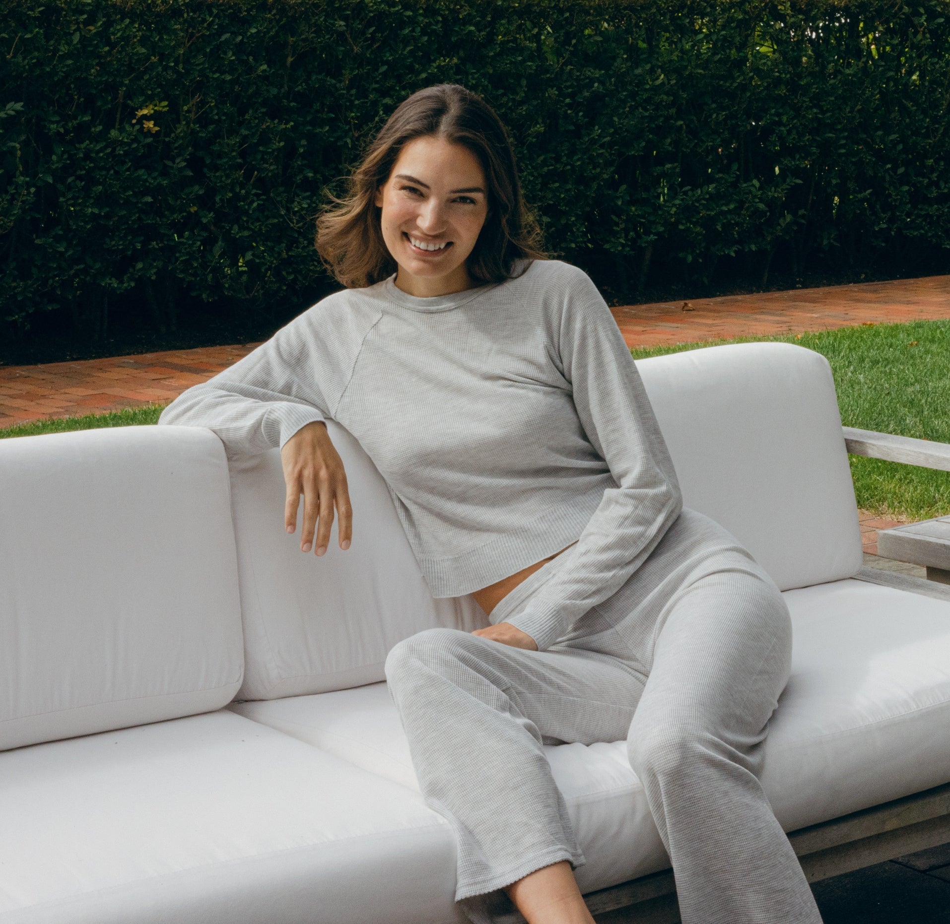 Cropped Slouchy Raglan Sleeve - Waffle Heather Grey