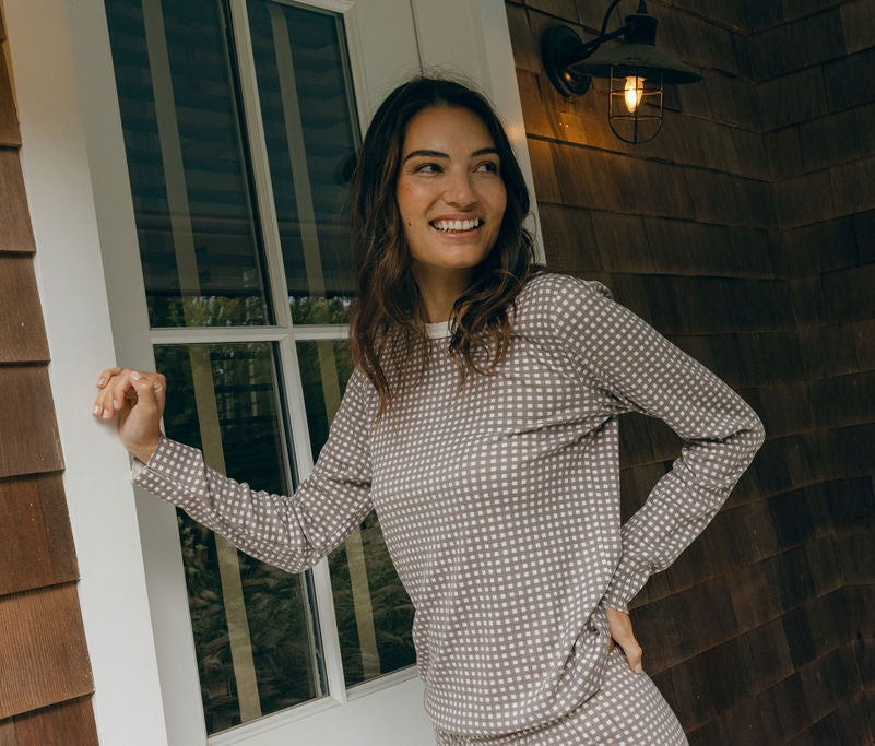 Rachel Slouchy - Brown Gingham Print