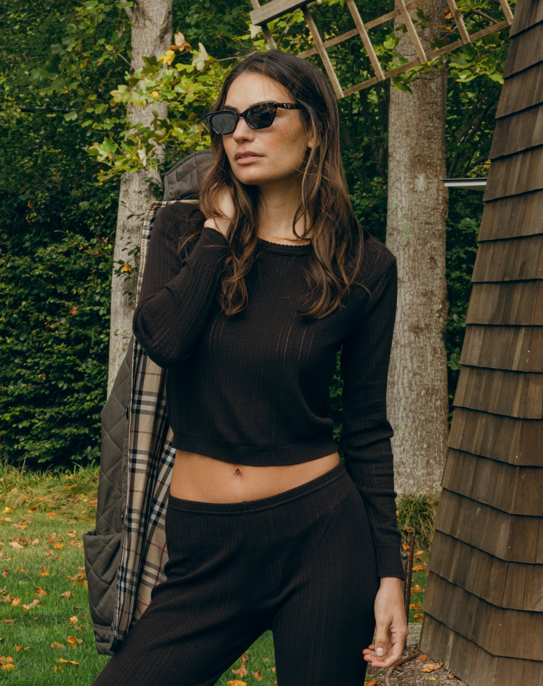 Nell Cropped Slouchy - Brown Windsor Pointelle