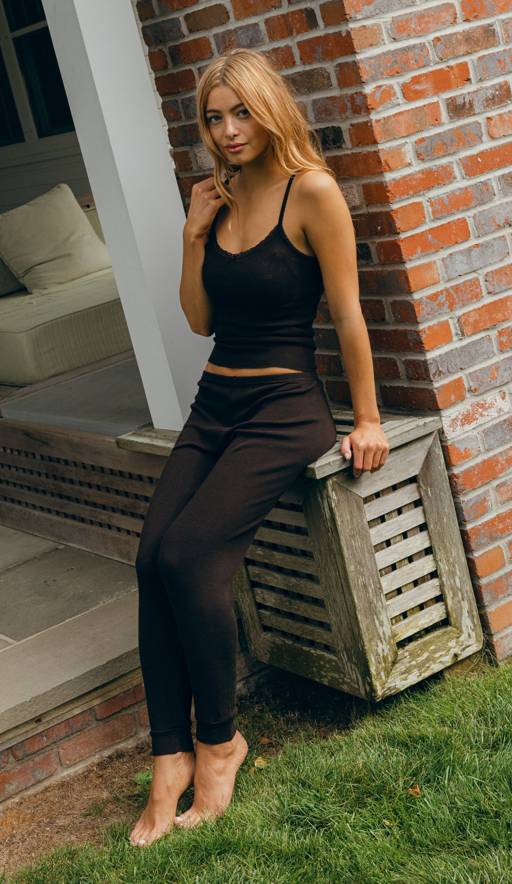 Patti Cami - Brown Hearts Pointelle