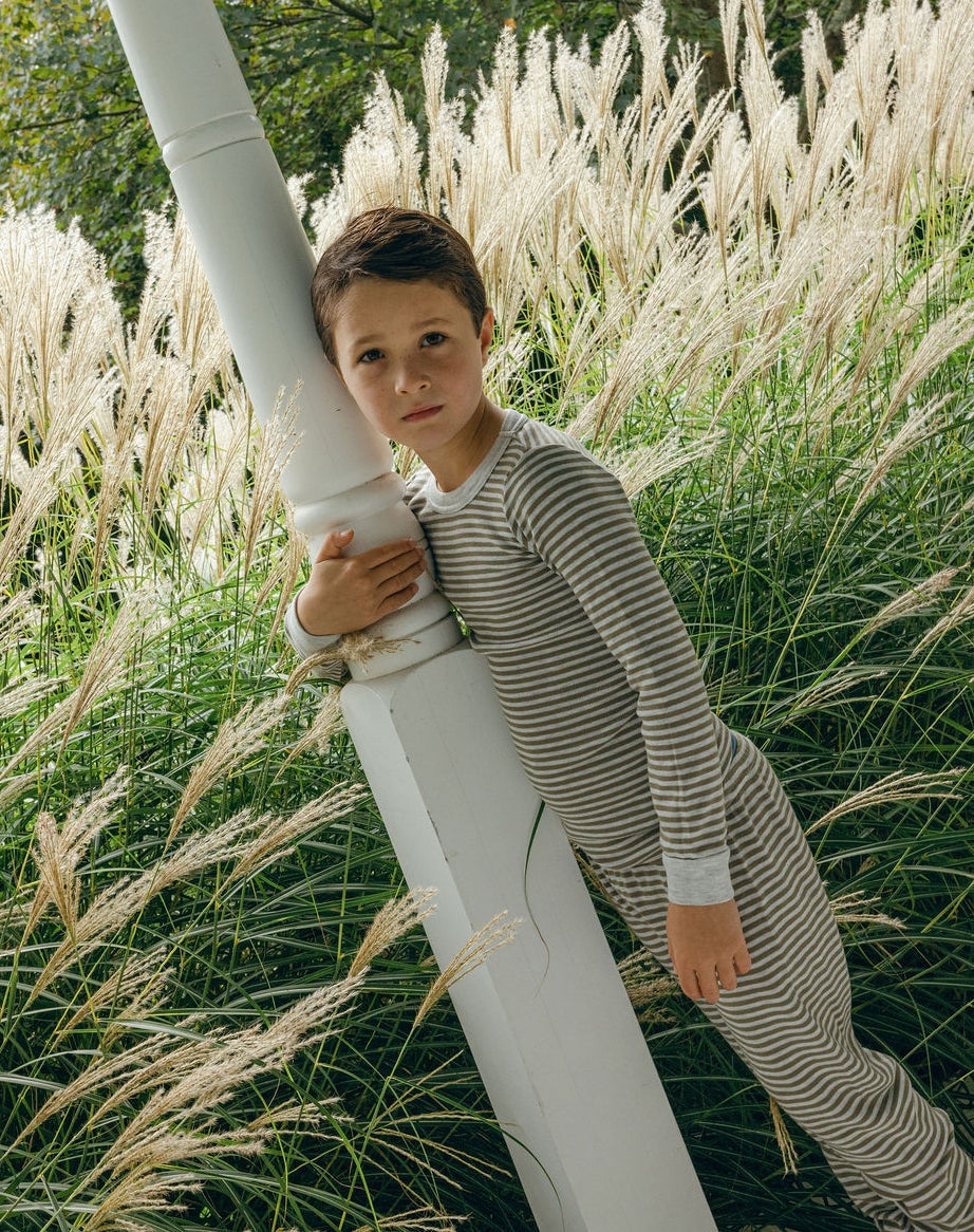 Boys & Baby Set Crew LS & Pant - Loden/Heather Grey Sailor Stripe