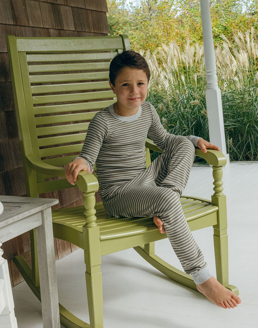 Boys & Baby Set Crew LS & Pant - Loden/Heather Grey Sailor Stripe