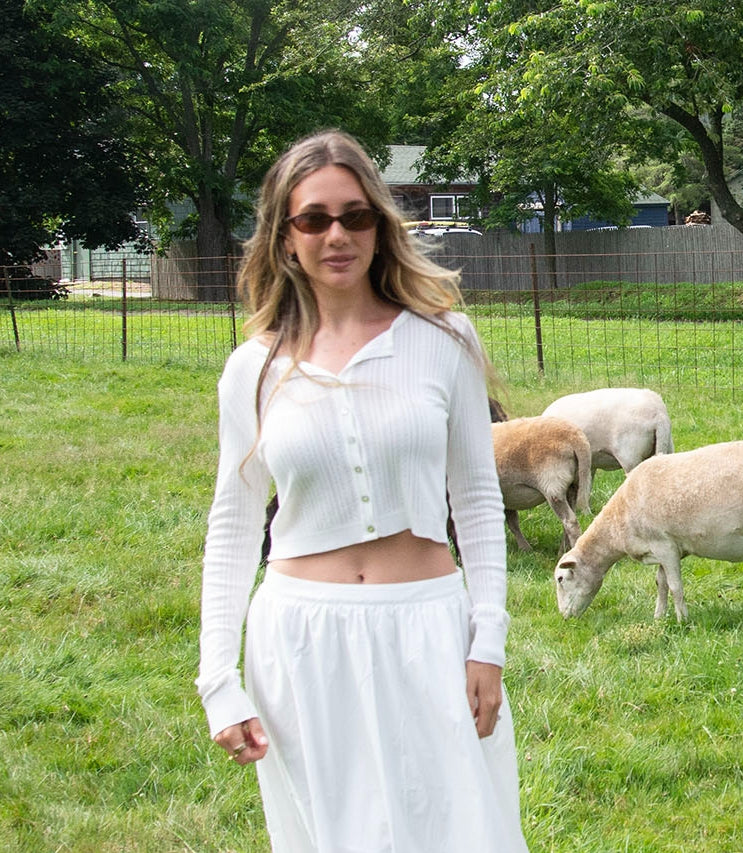 Cropped Cardigan - Ivory Windsor Pointelle