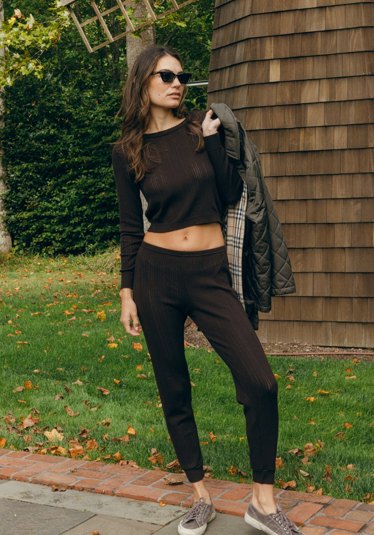 Nell Cropped Slouchy - Brown Windsor Pointelle