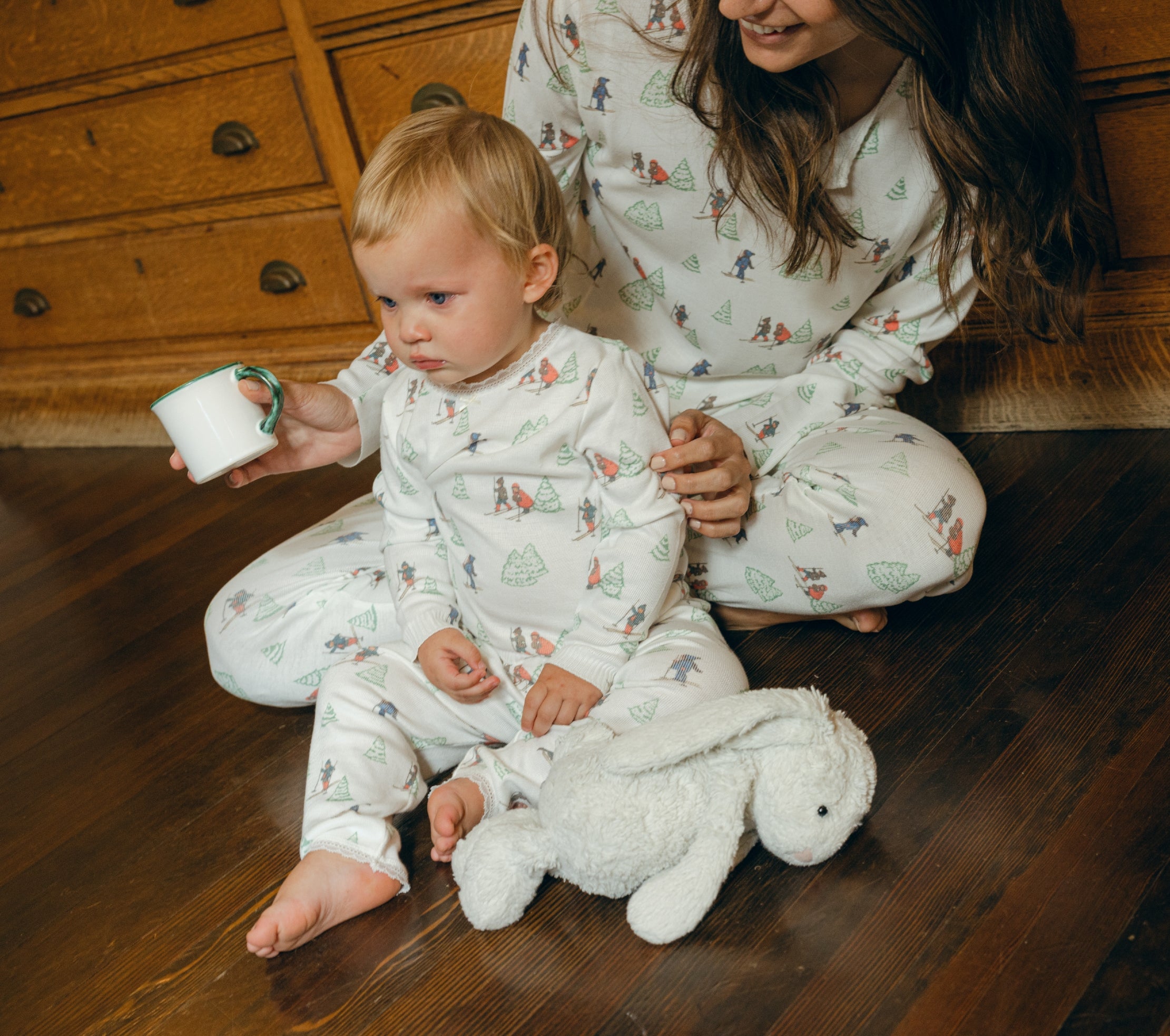 Girls & Baby Set Crew LS & Pant - Vintage Ski Print