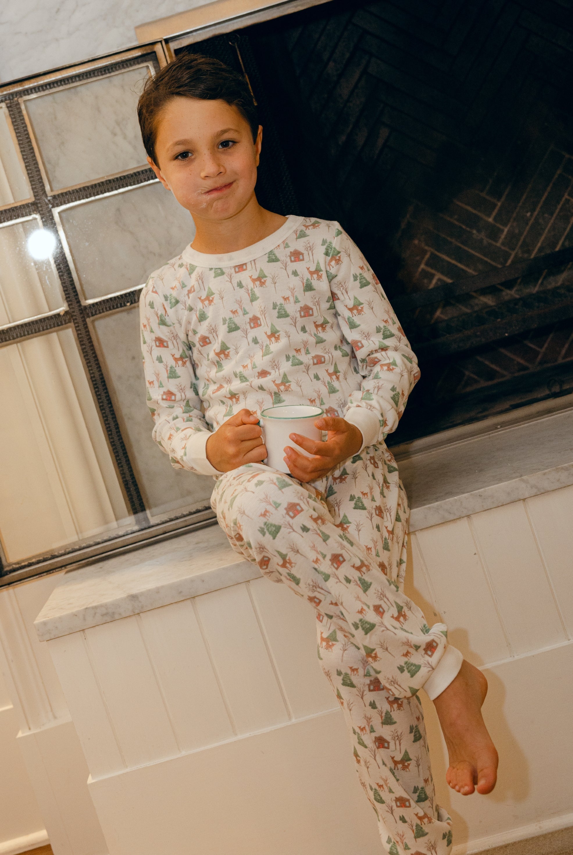 Boys & Baby Set Crew LS & Pant - Rustic Deer Print