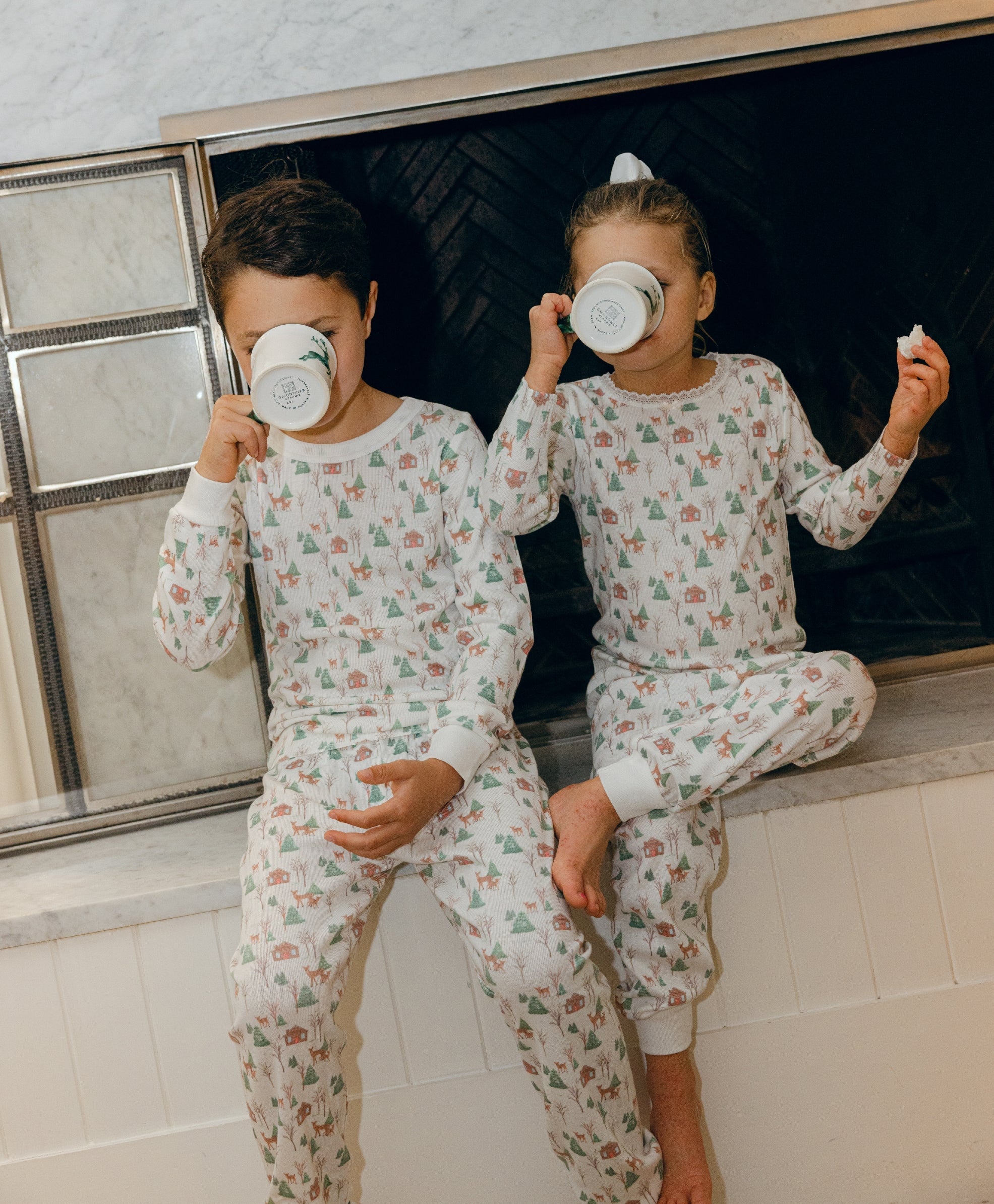 Boys & Baby Set Crew LS & Pant - Rustic Deer Print