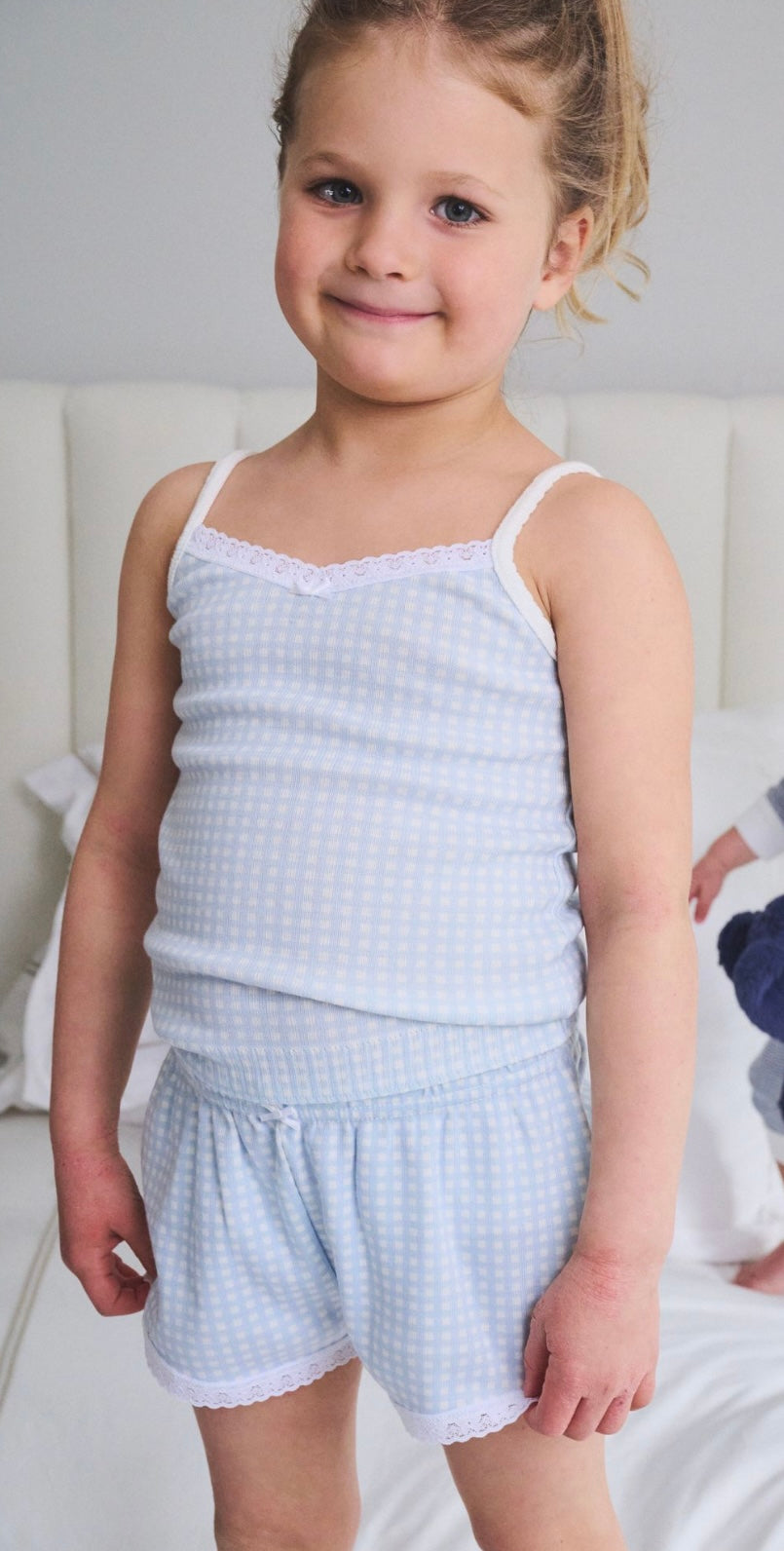 Girls Short - Blue Gingham Print