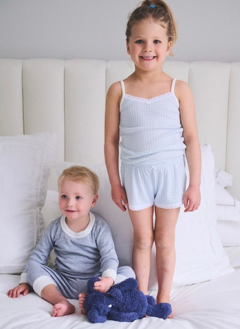 Girls Short - Blue Gingham Print