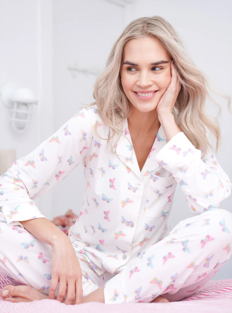 Charley Classic Long Sleeve & Pant Pajama Set- Butterfly Print