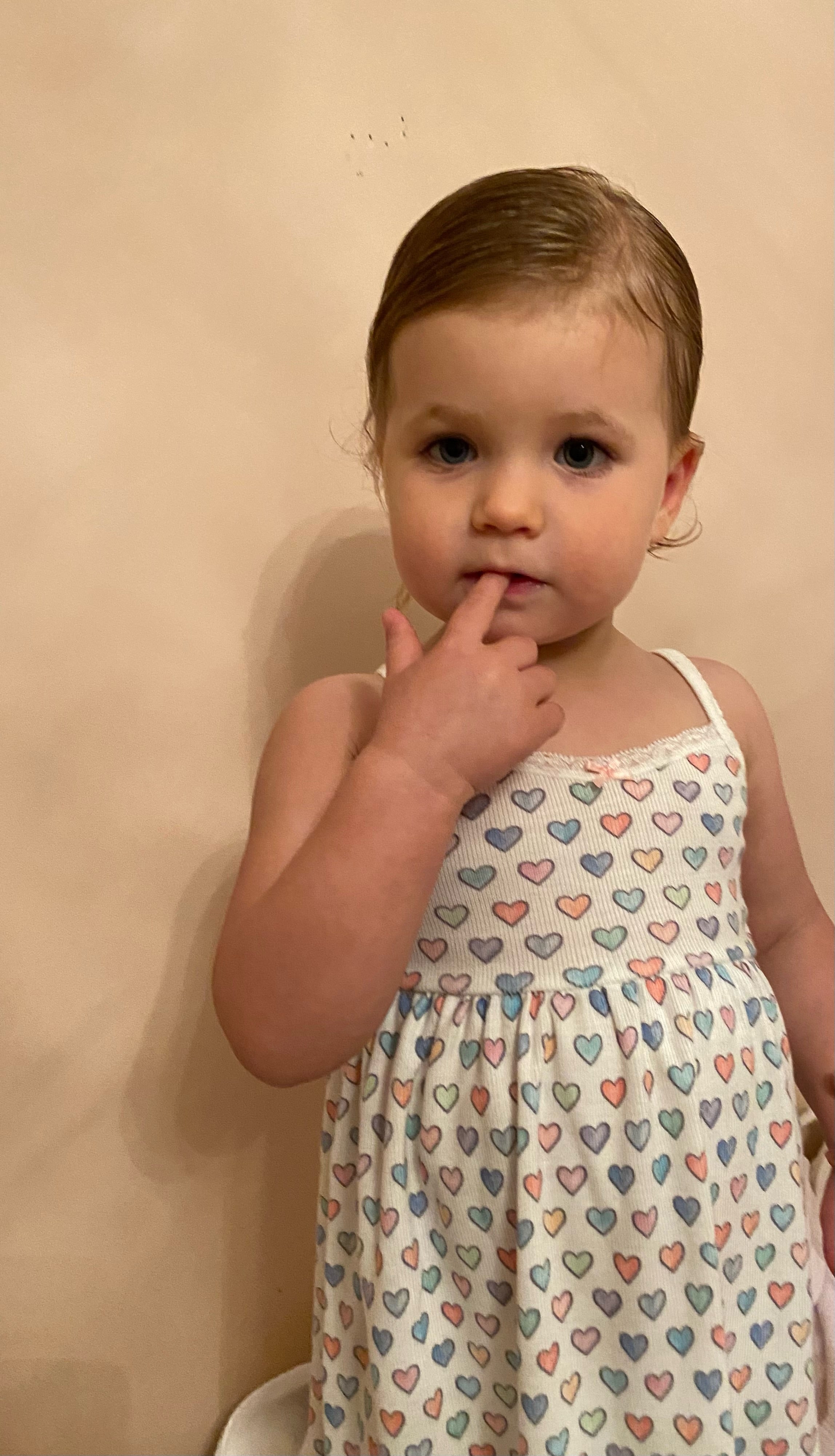 Girls Babydoll Gown - Rainbow Hearts Print