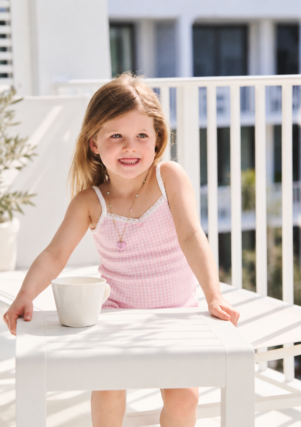 Girls Brette Classic Cami & Cece Short Set - Pink Gingham Print