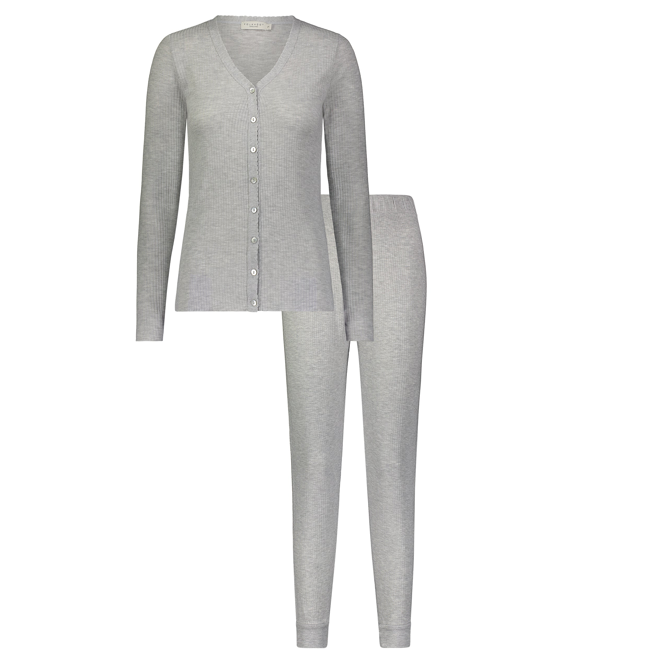 Jane Slouchy Rib PJ Set - Heather Grey