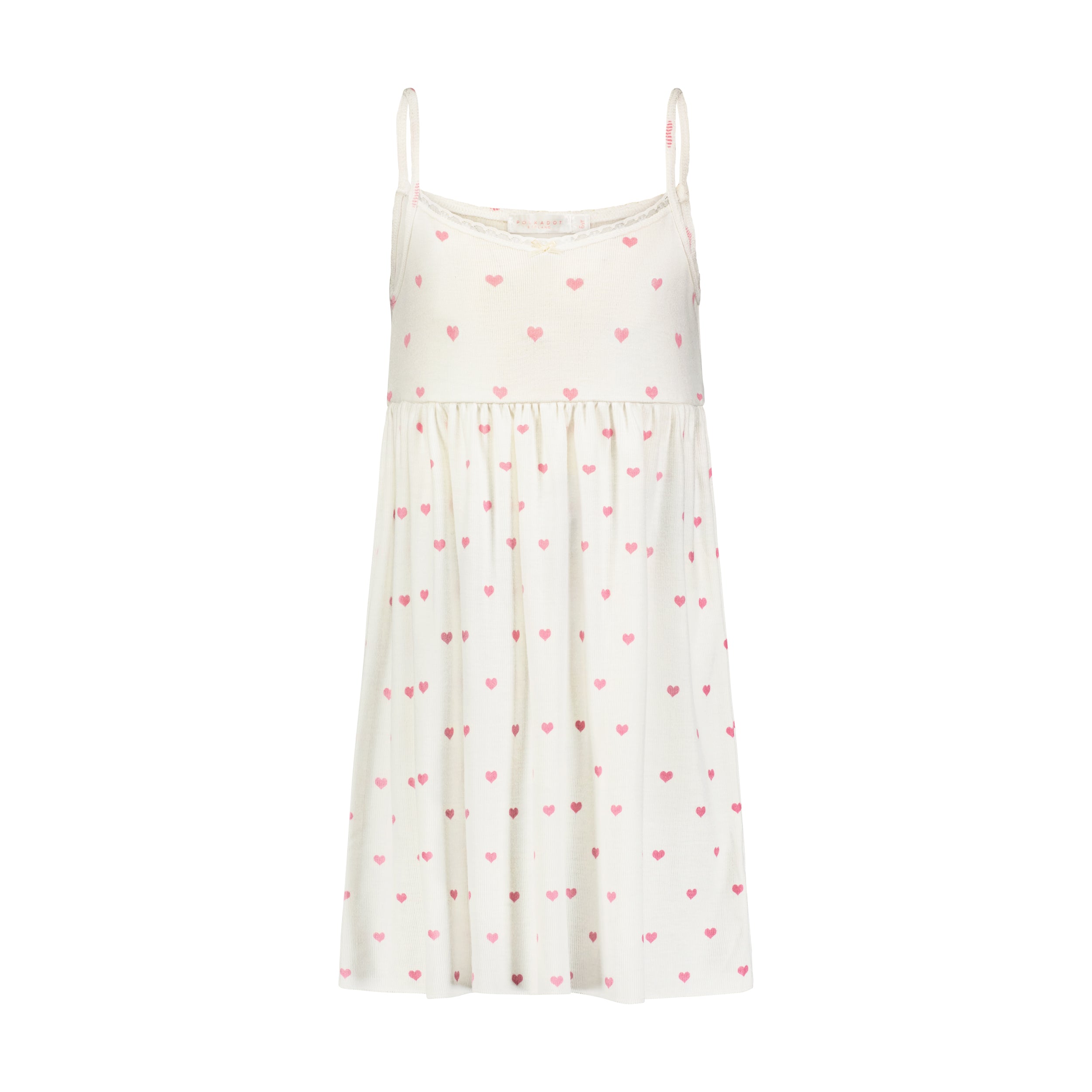 Girls Lee Babydoll Gown - Pink Hearts Print