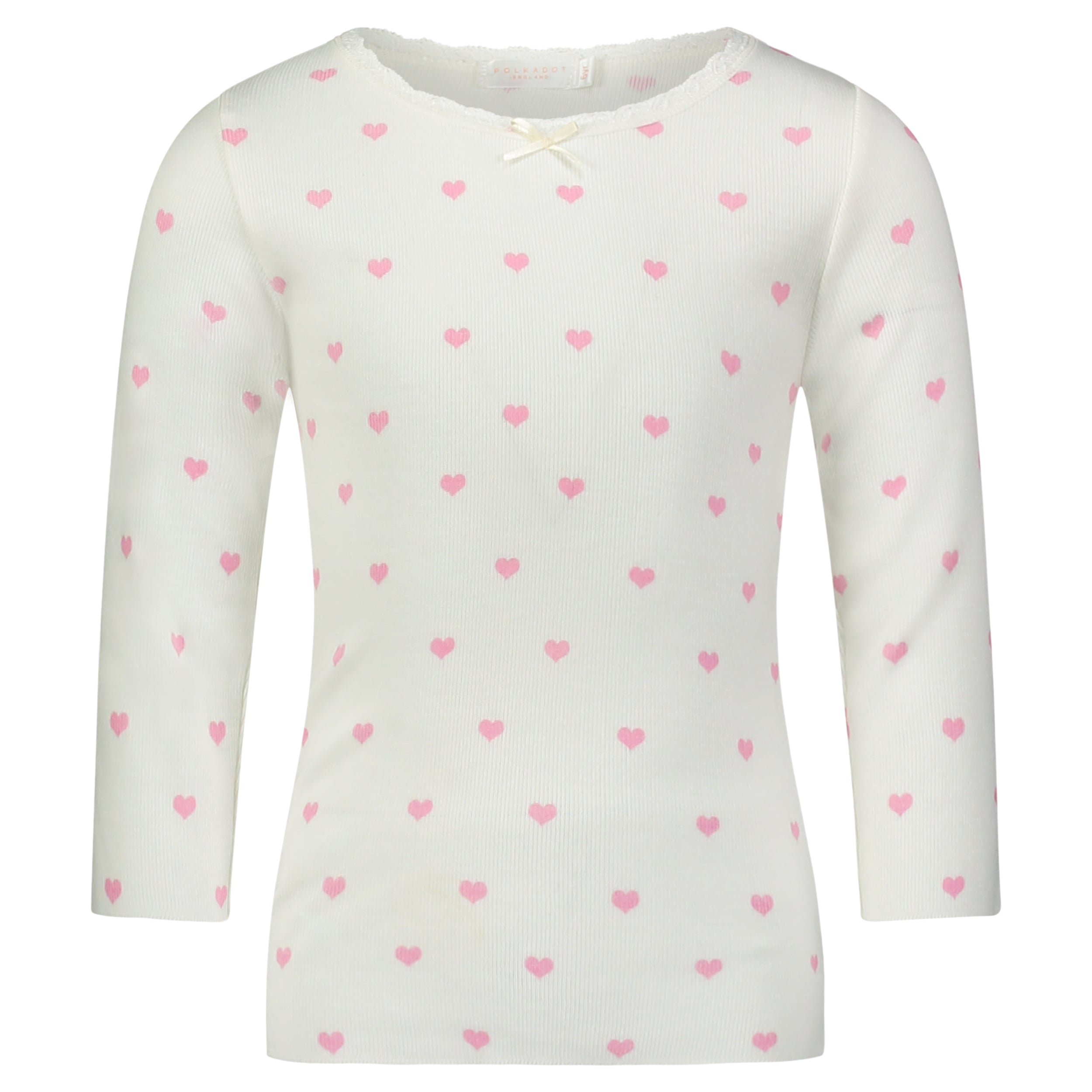 Girls & Baby Crew Long Sleeve - Pink Hearts Print