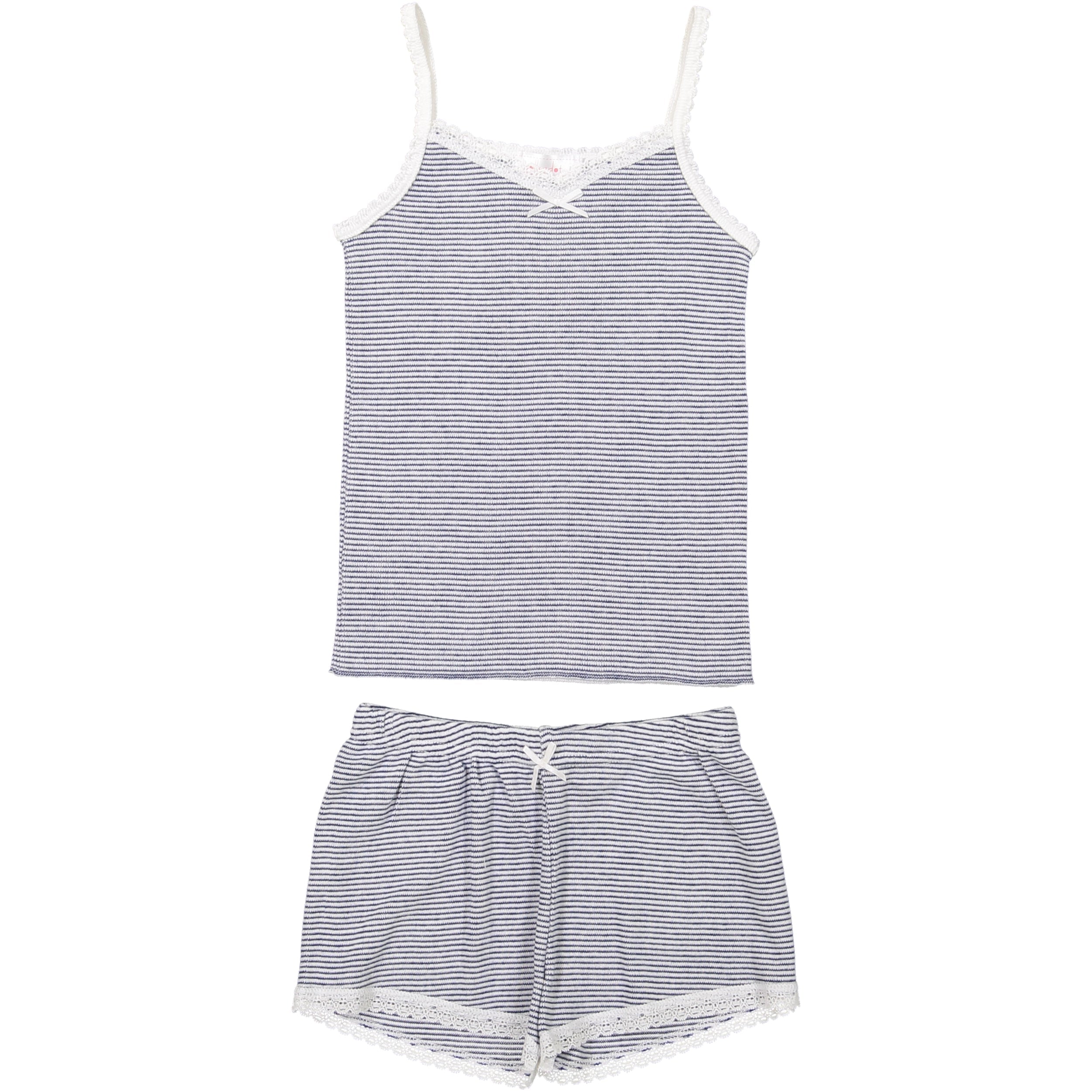 Girls Short - Navy Skinny Stripe