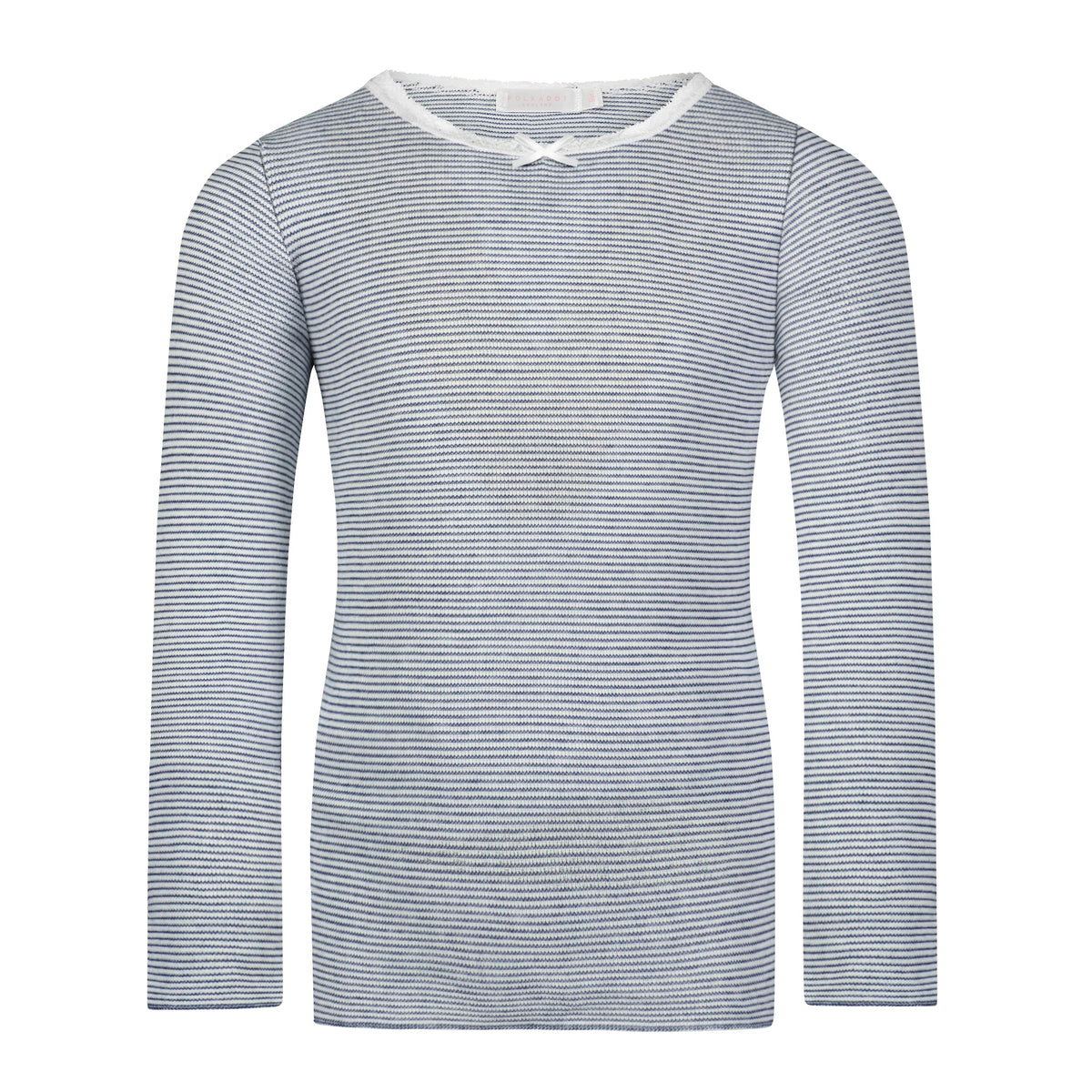 Girls Vivi Crew Long Sleeve Tee - Navy Skinny Stripe