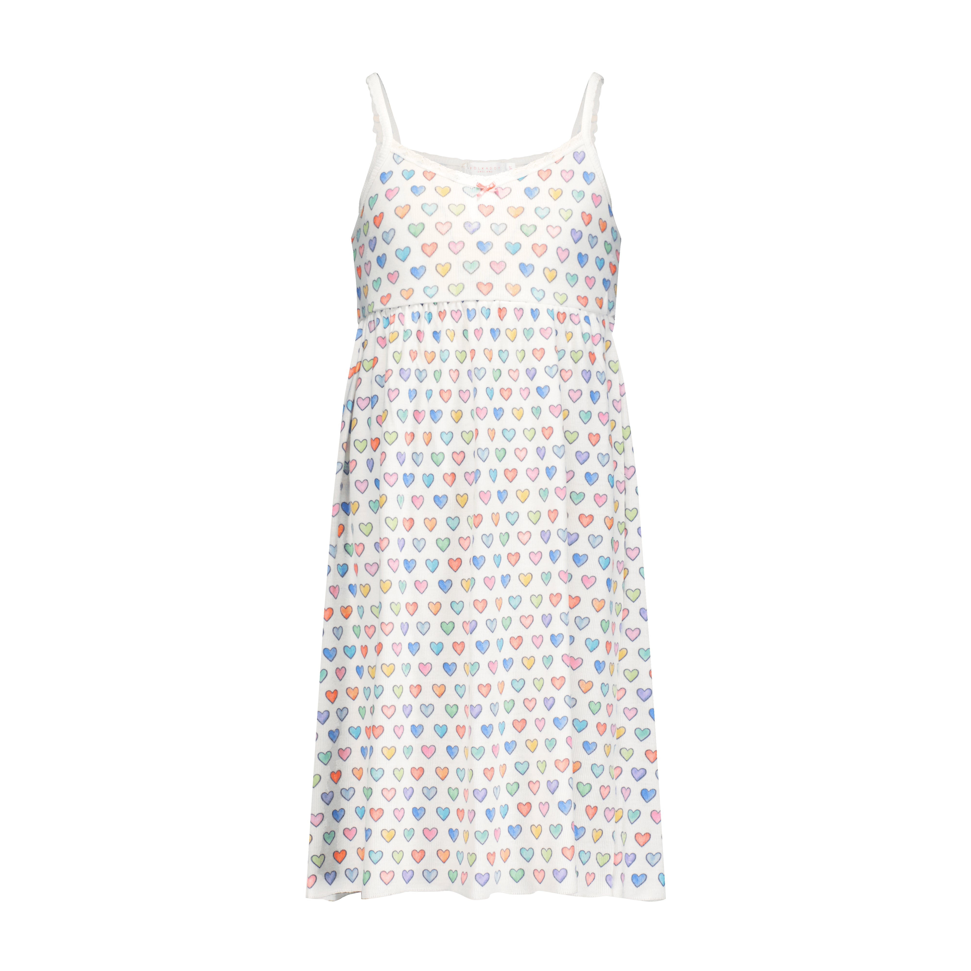 Girls Babydoll Gown - Rainbow Hearts Print