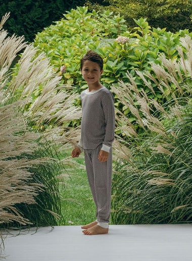 Boys Henry Classic Set Crew LS & Pant - Brown Gingham Print