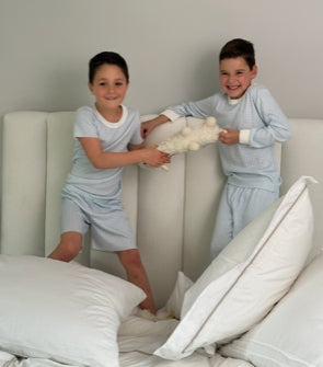 Boys Long Short - Blue Gingham Print