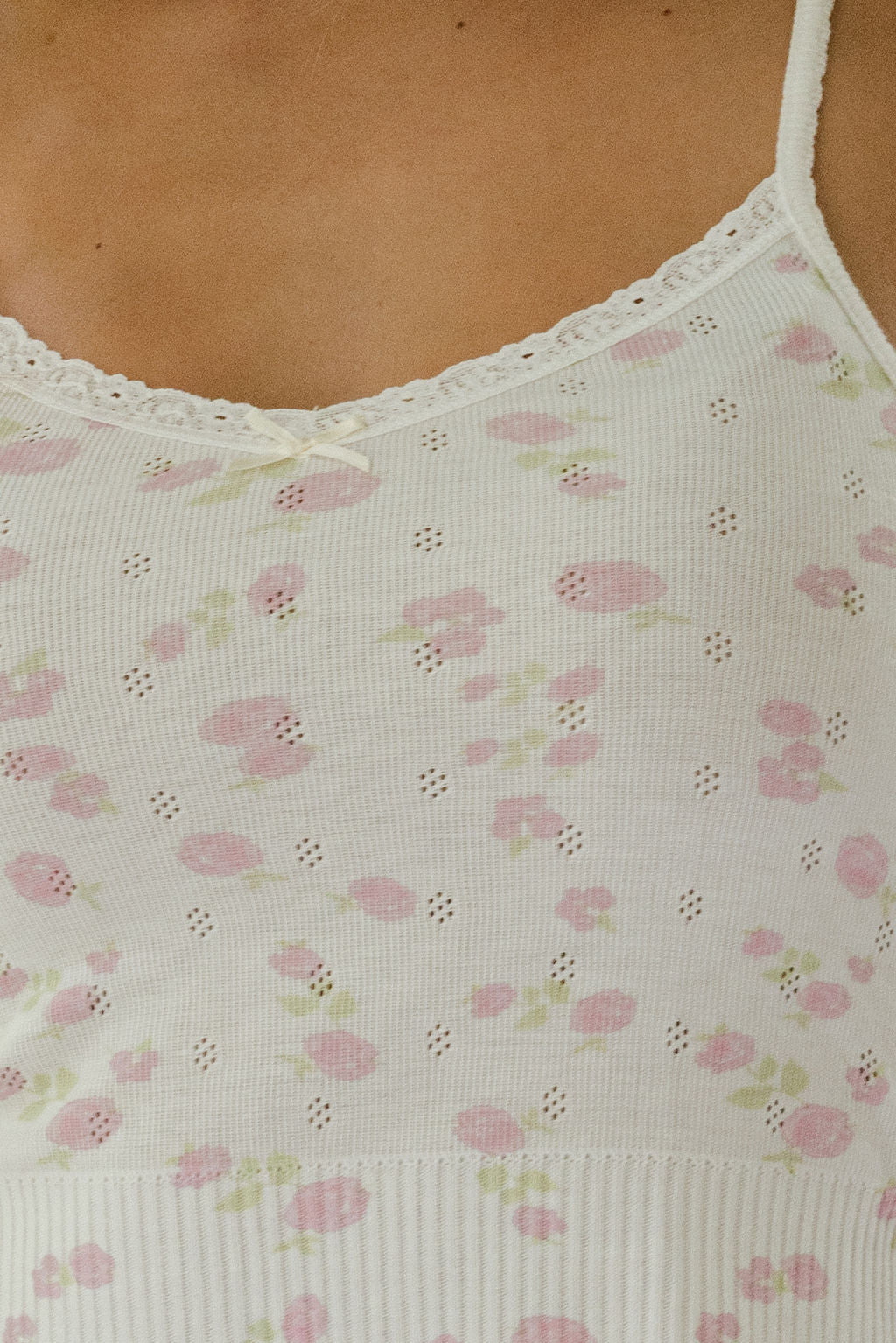 Tracey Fitted Ruffle Short Nightgown - Pink Garden Pointelle