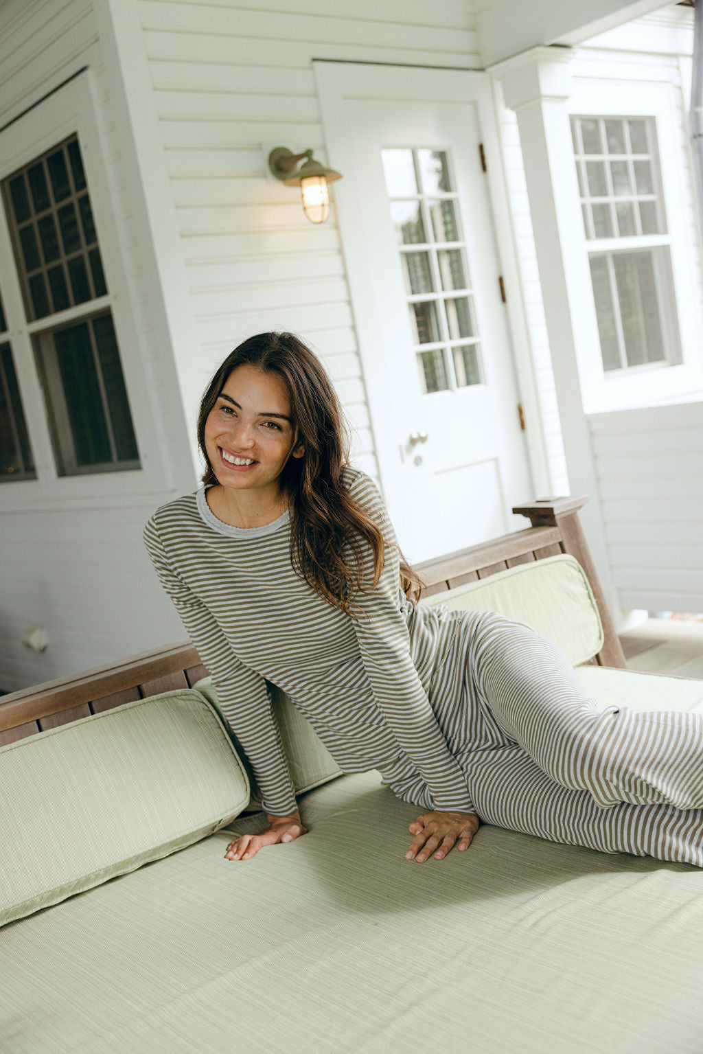 Jogger - Sailor Stripe Loden /Heather Grey