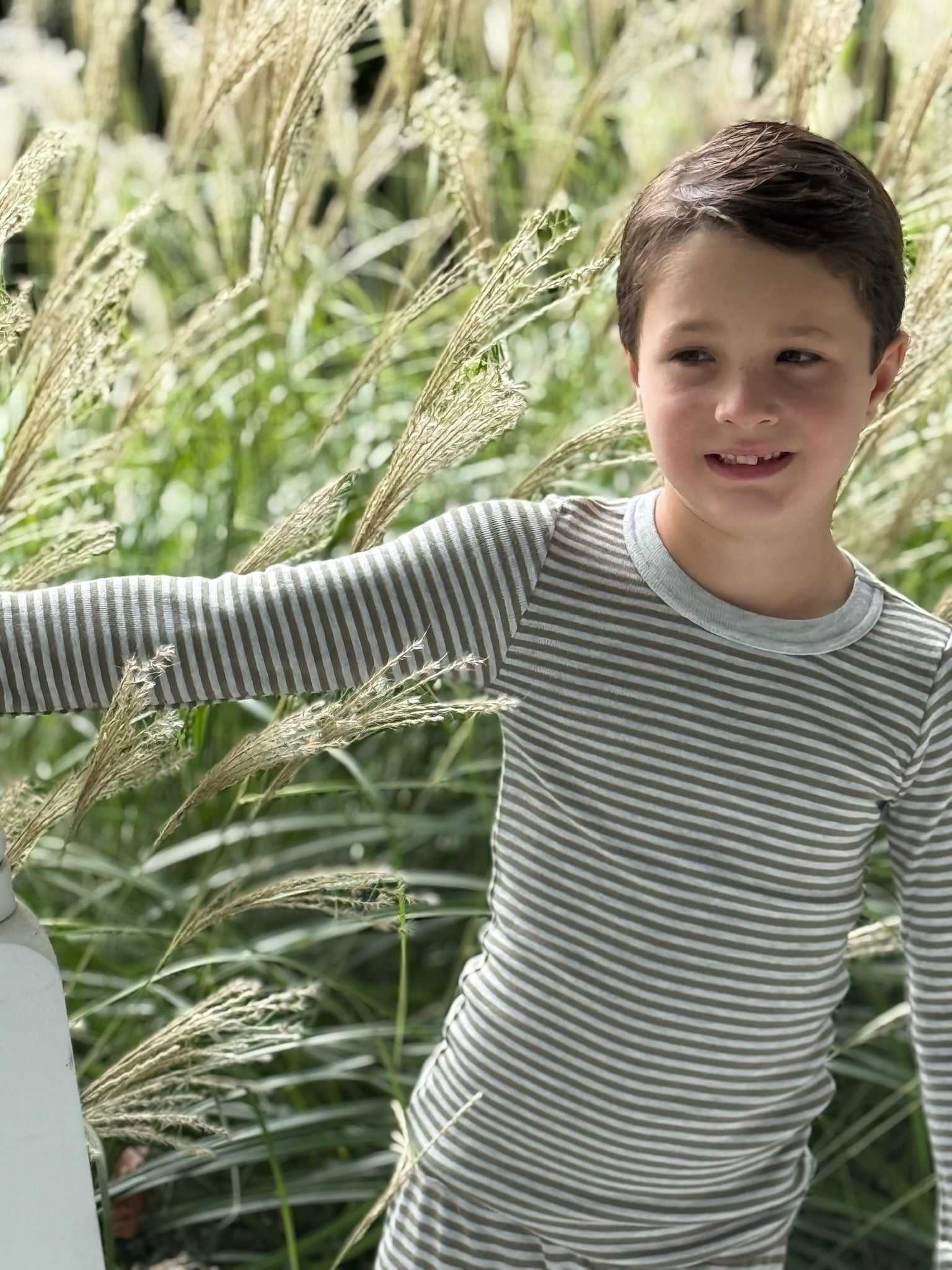 Boys Loden/Heather Grey Sailor Stripe - Lookbook