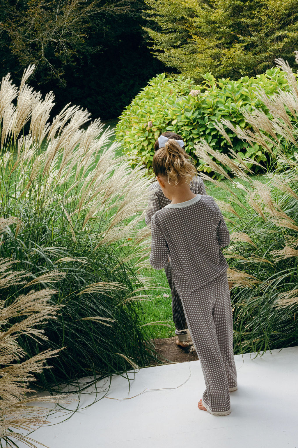 Girls Rachel Set Slouchy Top & Wide Leg Pant - Brown Gingham Print