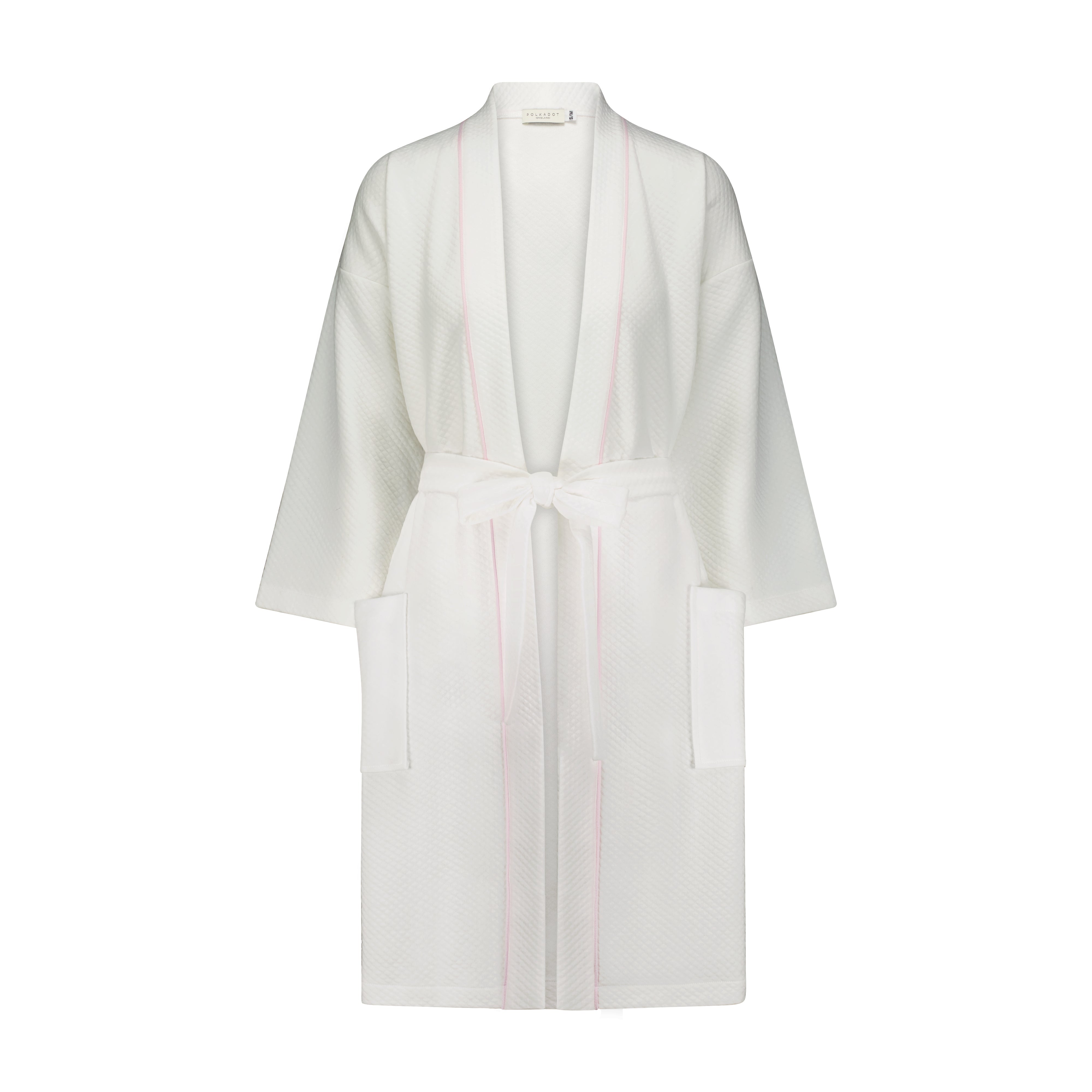 Quilted Kimono Robe - White Soft Cotton