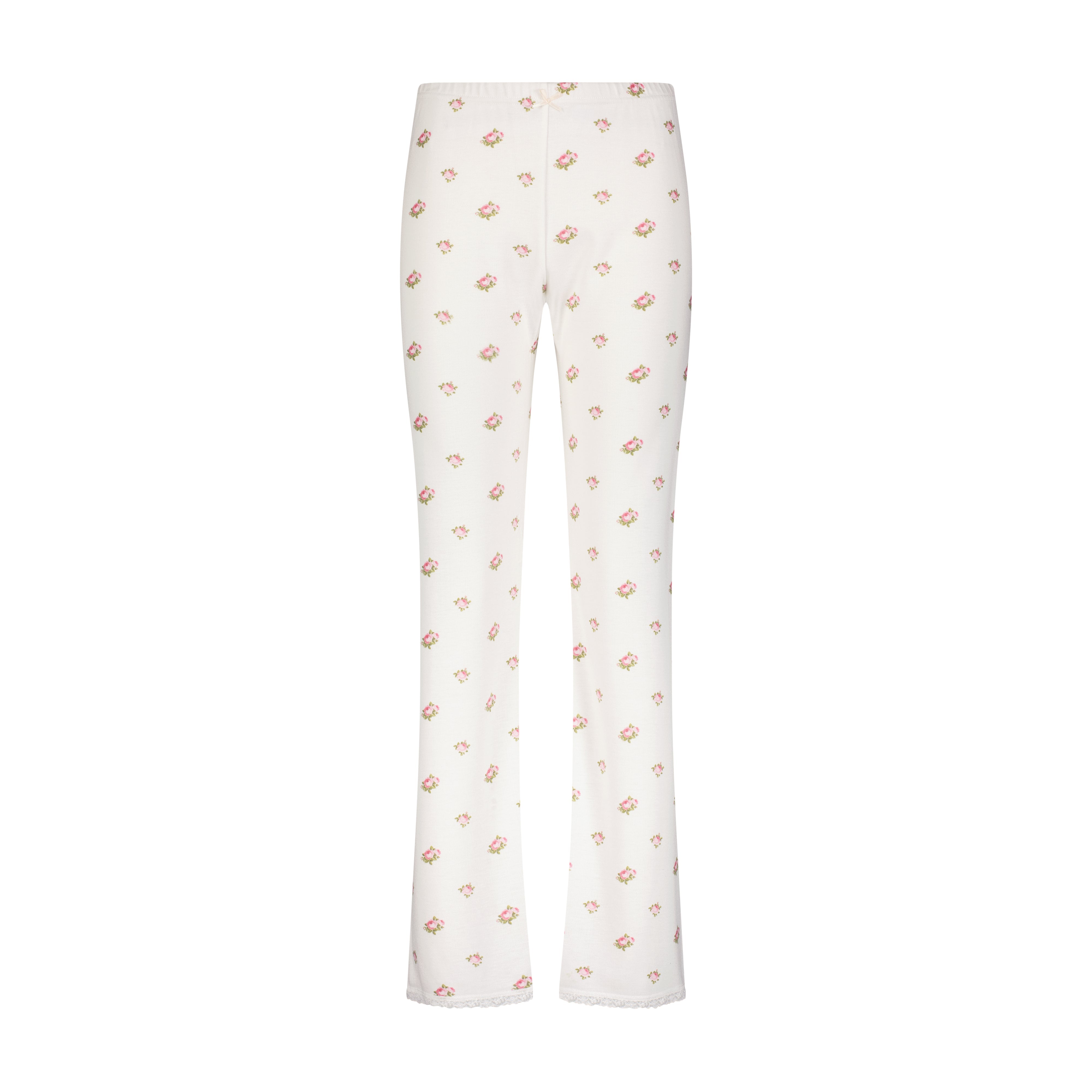 Cropped Pant - Cream Vintage Rose Print