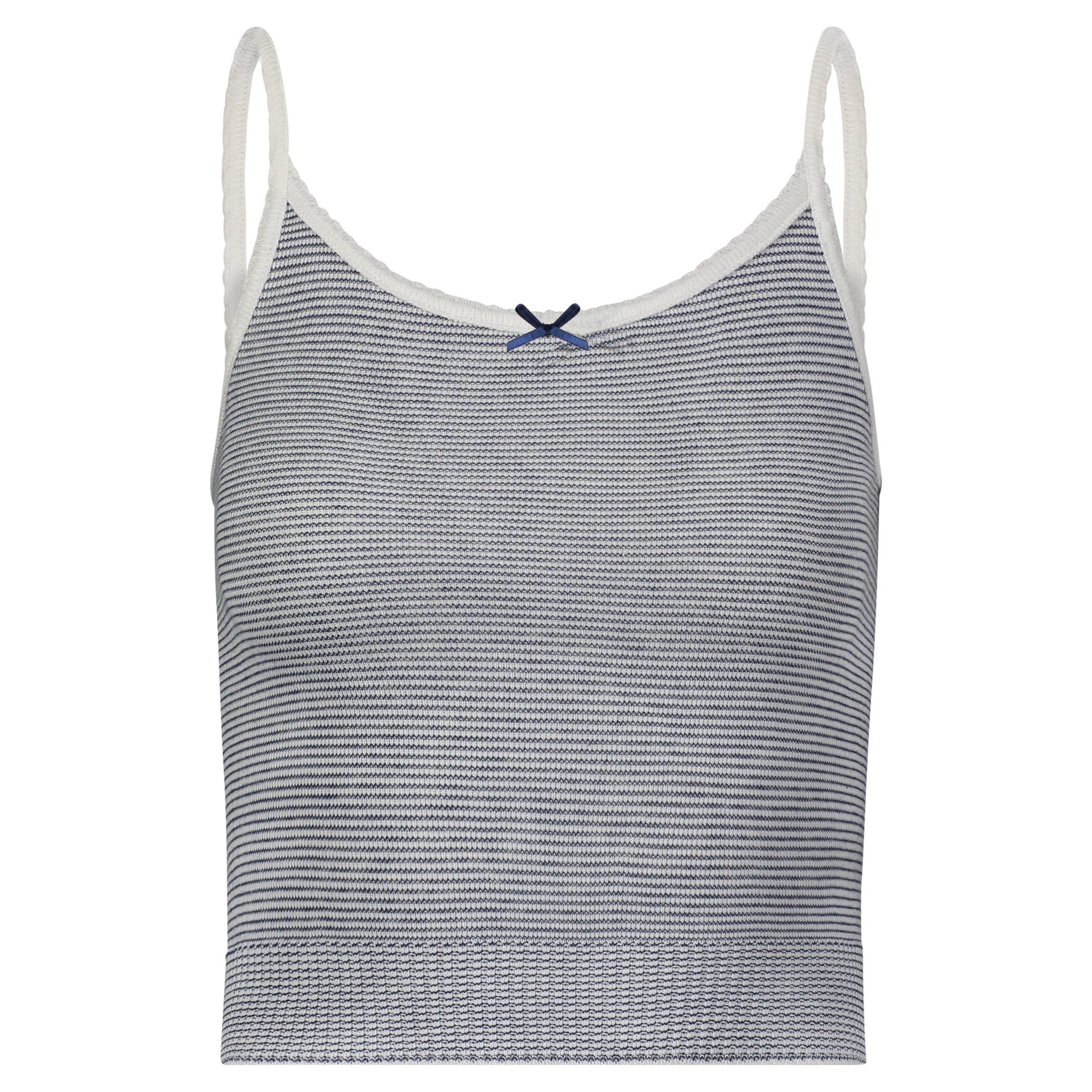Cropped Scoop Cami - Navy Skinny Stripe