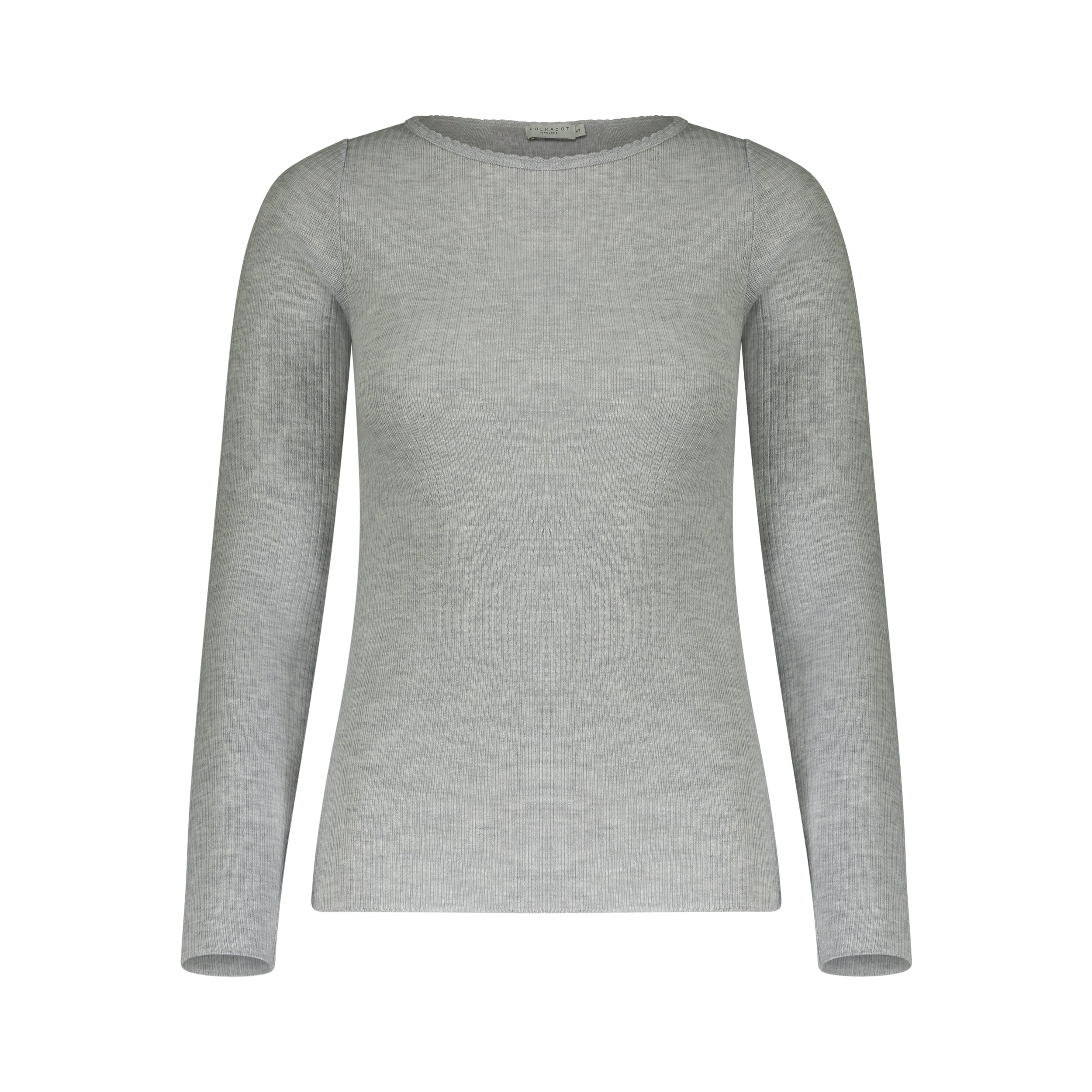 Val Crew Long Sleeve - Heather Grey Rib Knit