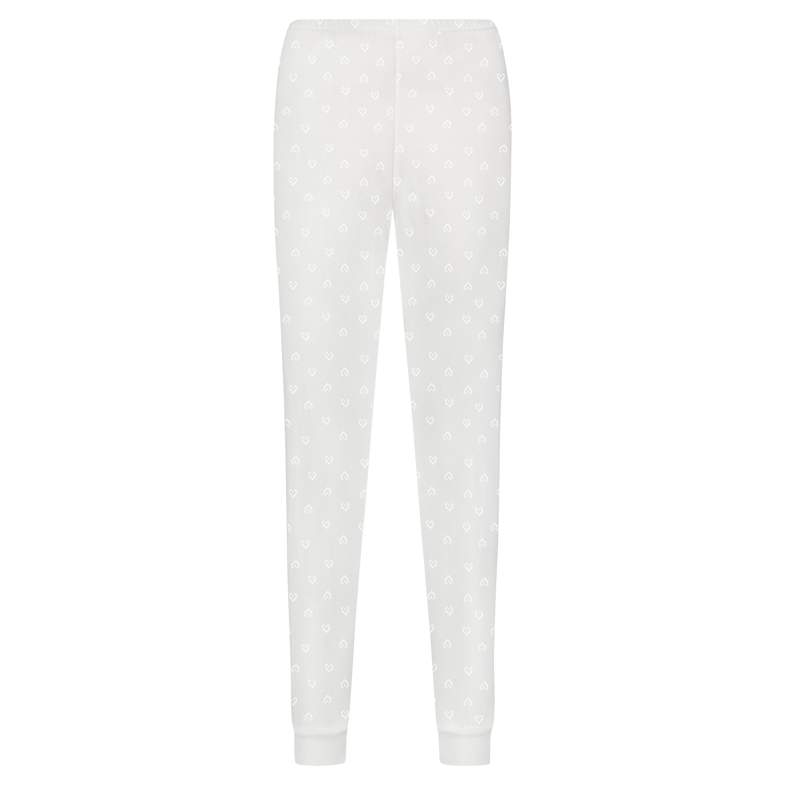 Sarah Jogger - Pearl White Hearts Pointelle