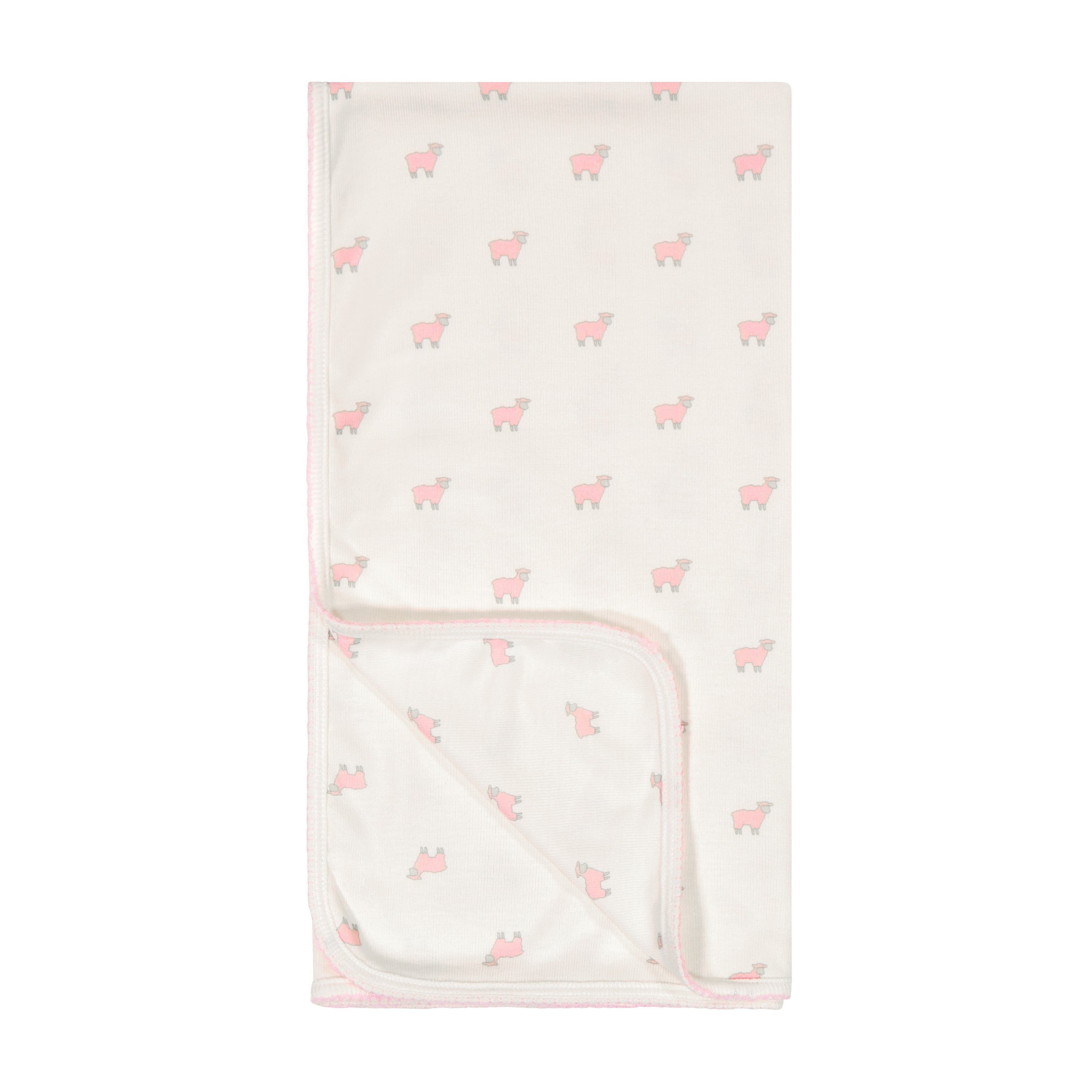 Girls Baby Blanket - Pink Sheep Print