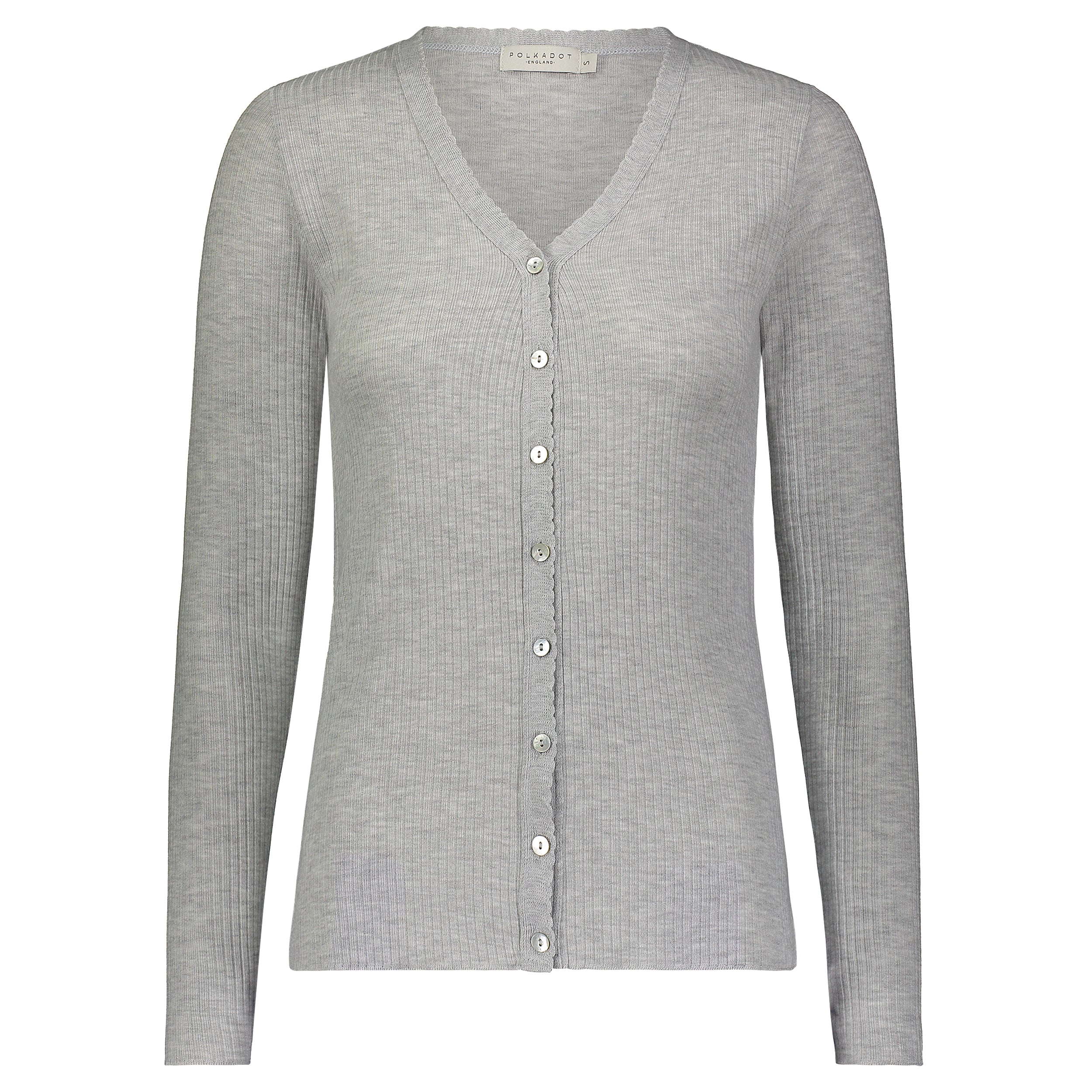 MARKIE SLOUCHY V CARDIGAN Heather Grey Rib Knit -New!