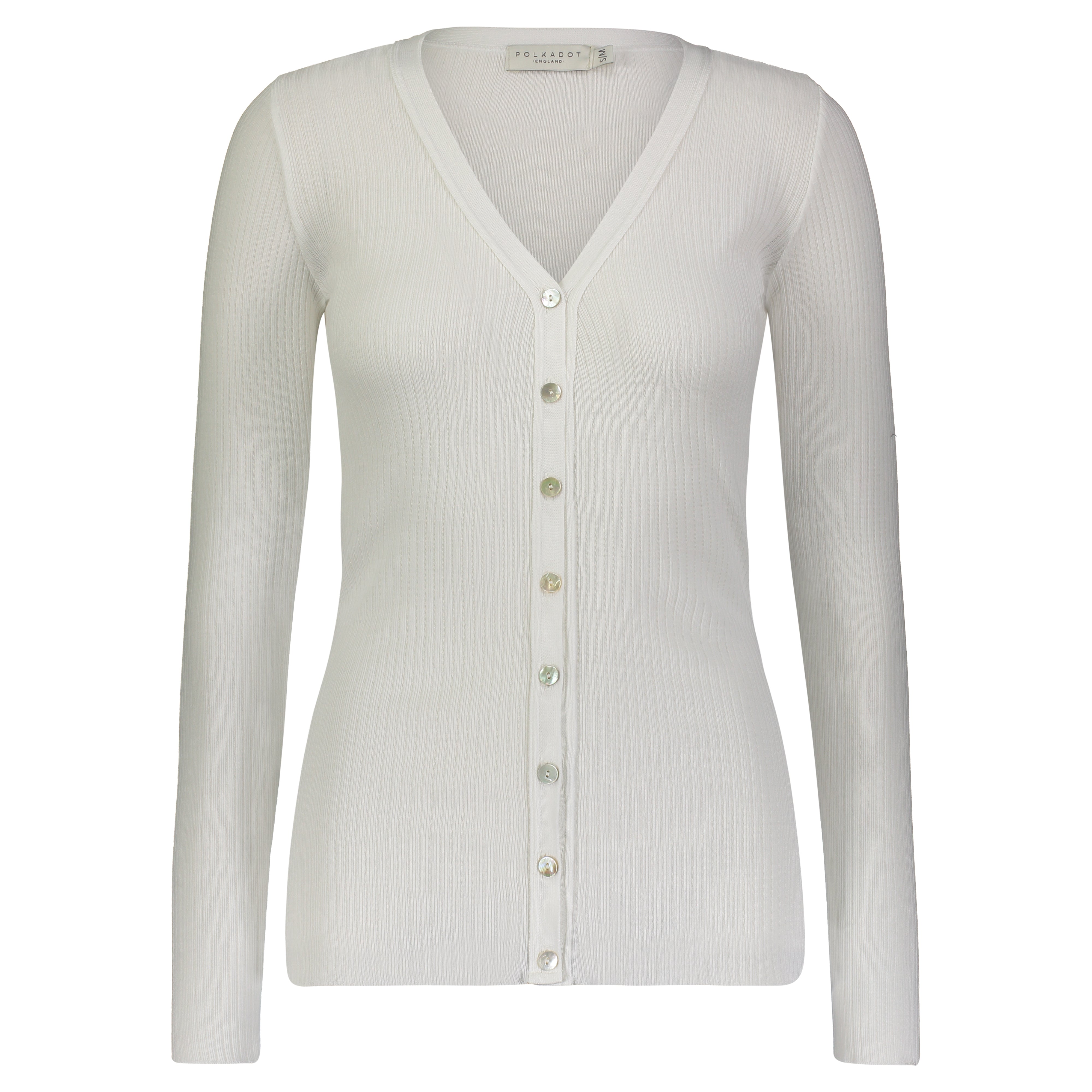 Slouchy V Cardigan - Pearl White Rib Knit