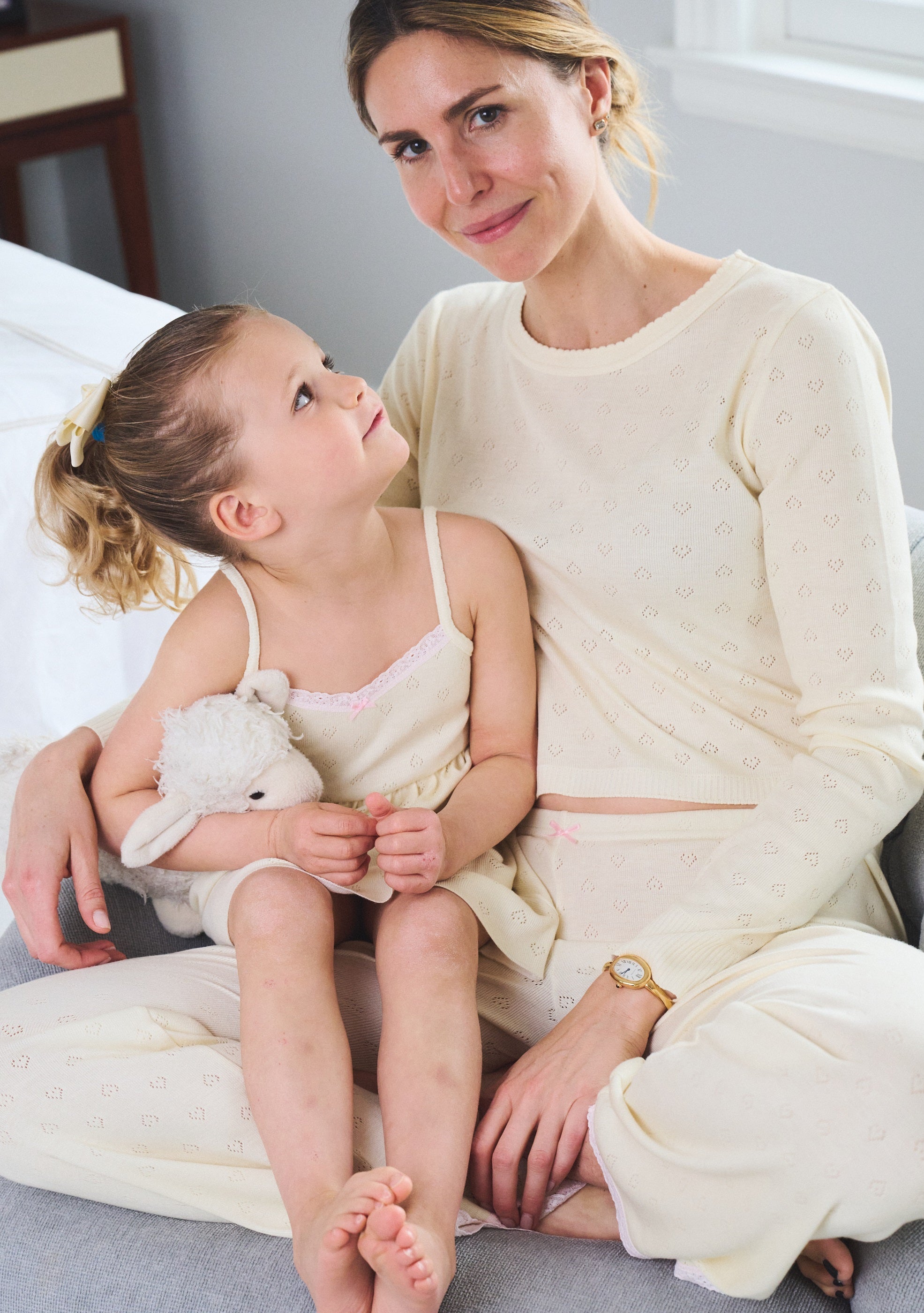 Nell Cropped Slouchy - Lemon Hearts Pointelle