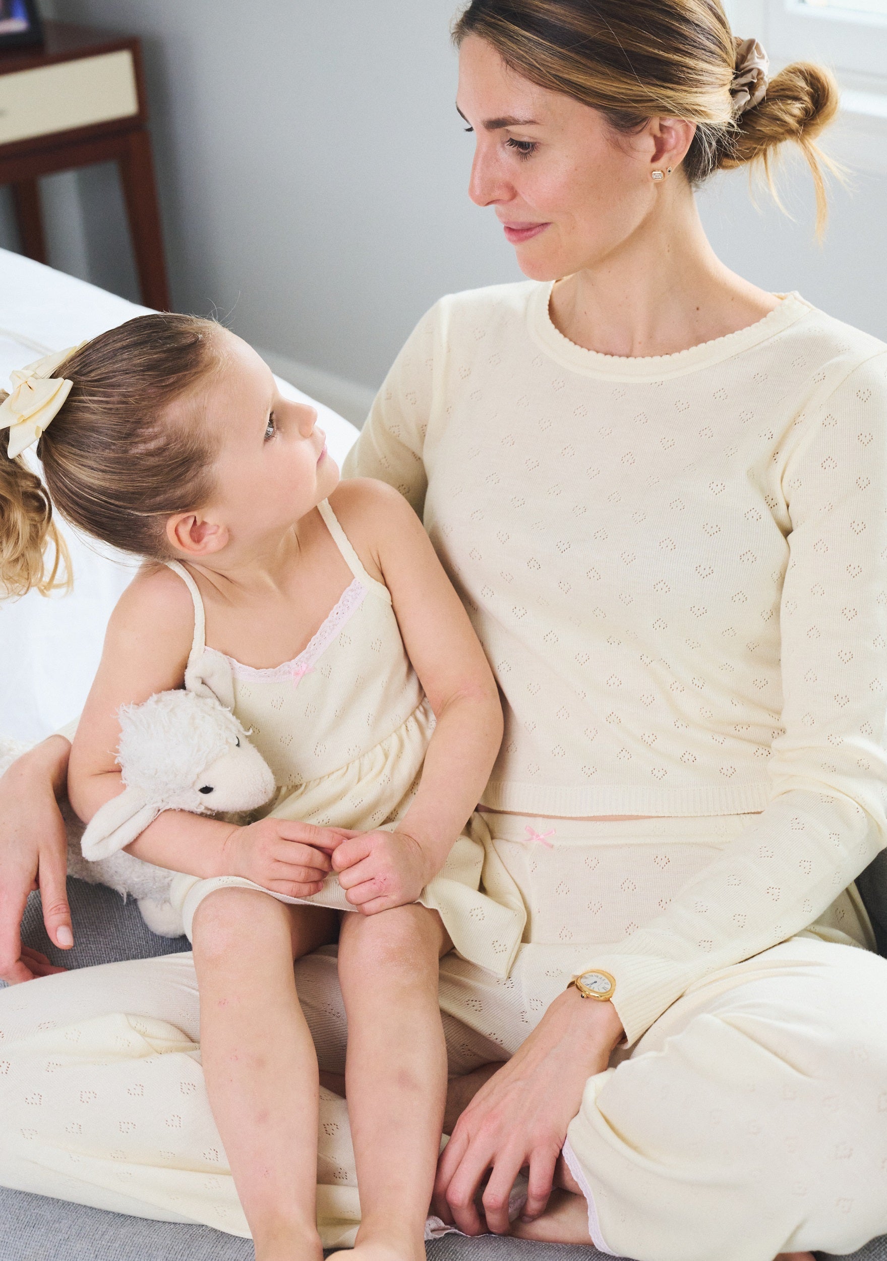 Nell Cropped Slouchy - Lemon Hearts Pointelle