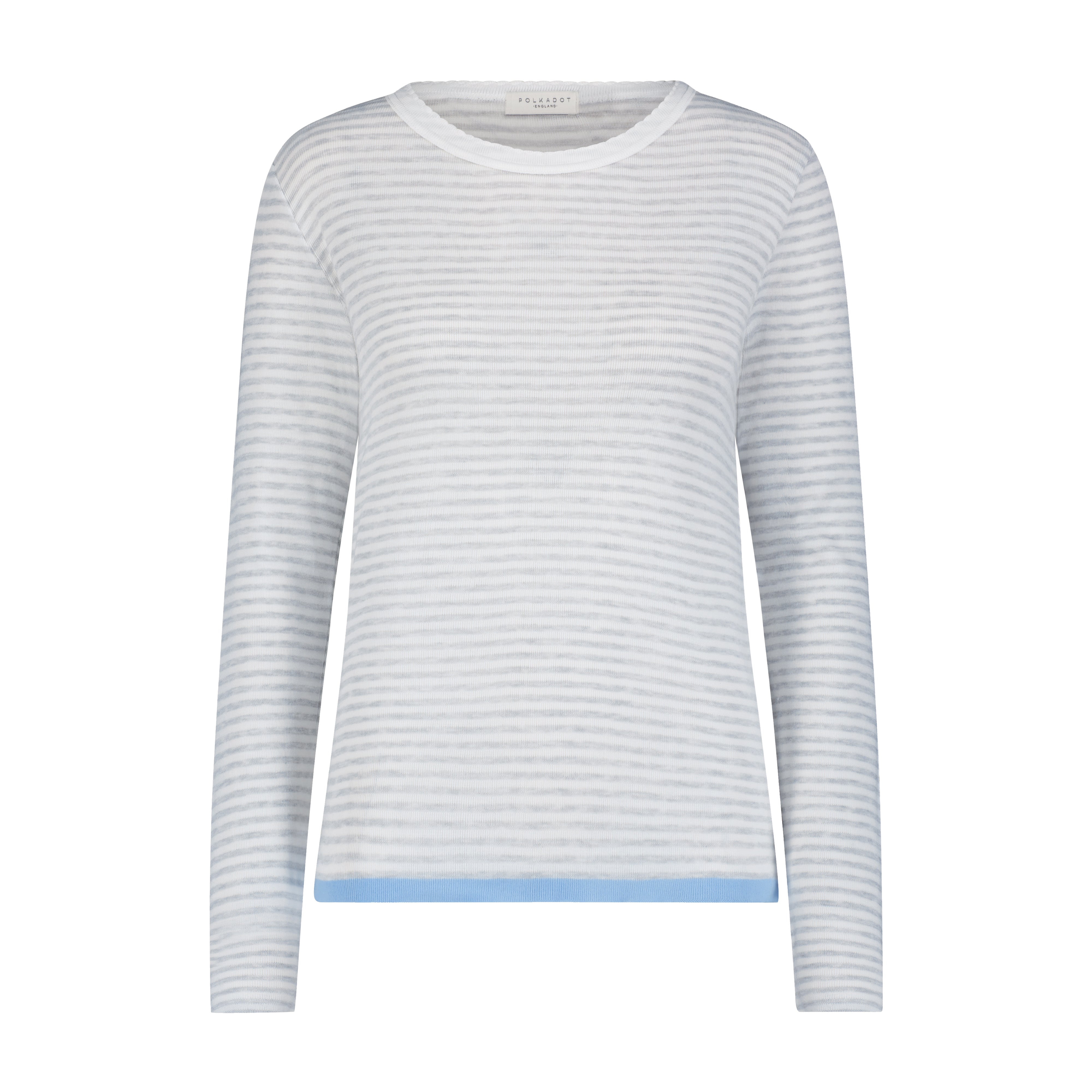 Rachel Slouchy - Grey Sailor Stripe w Blue Border