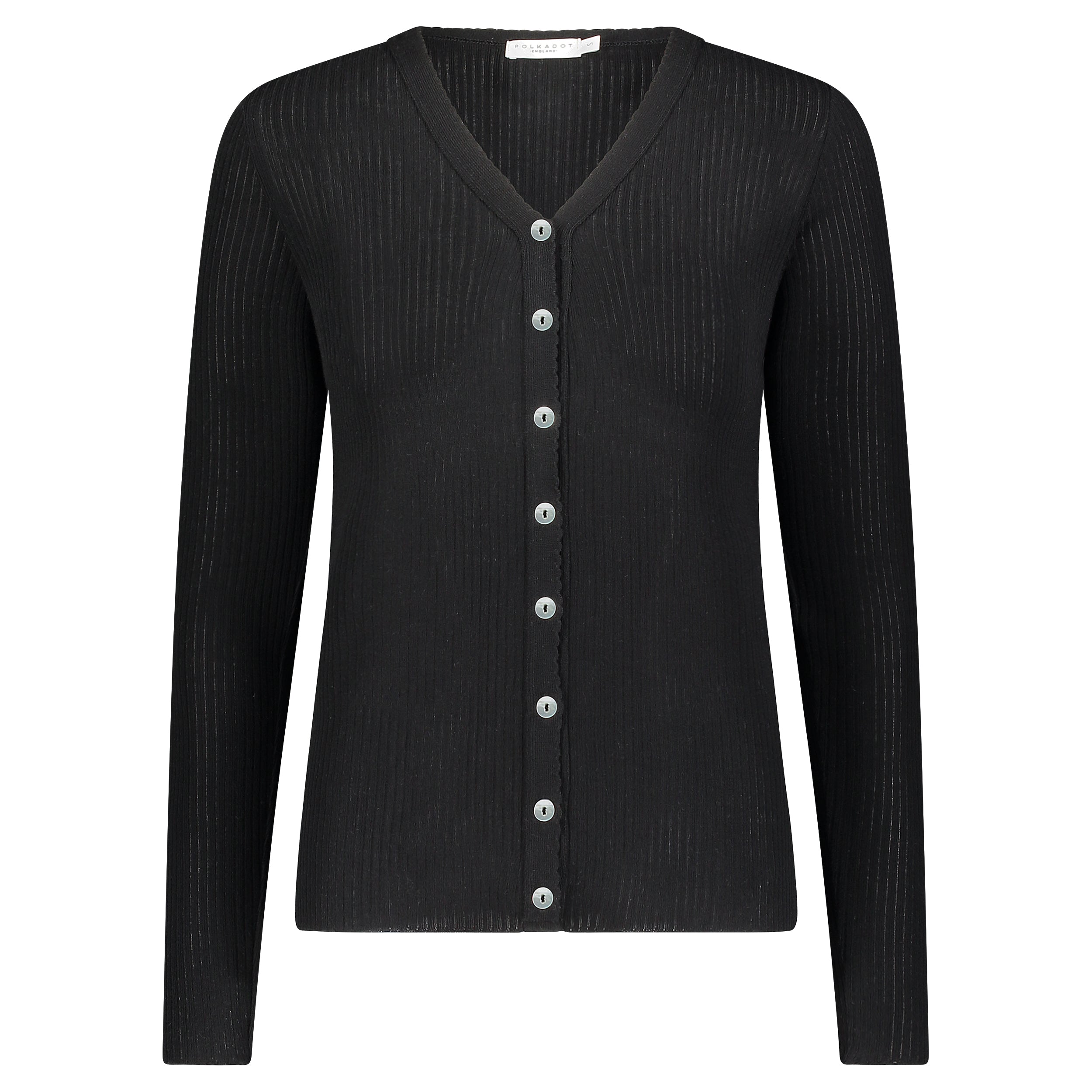 Markie Slouchy V Cardigan - Black Rib Knit