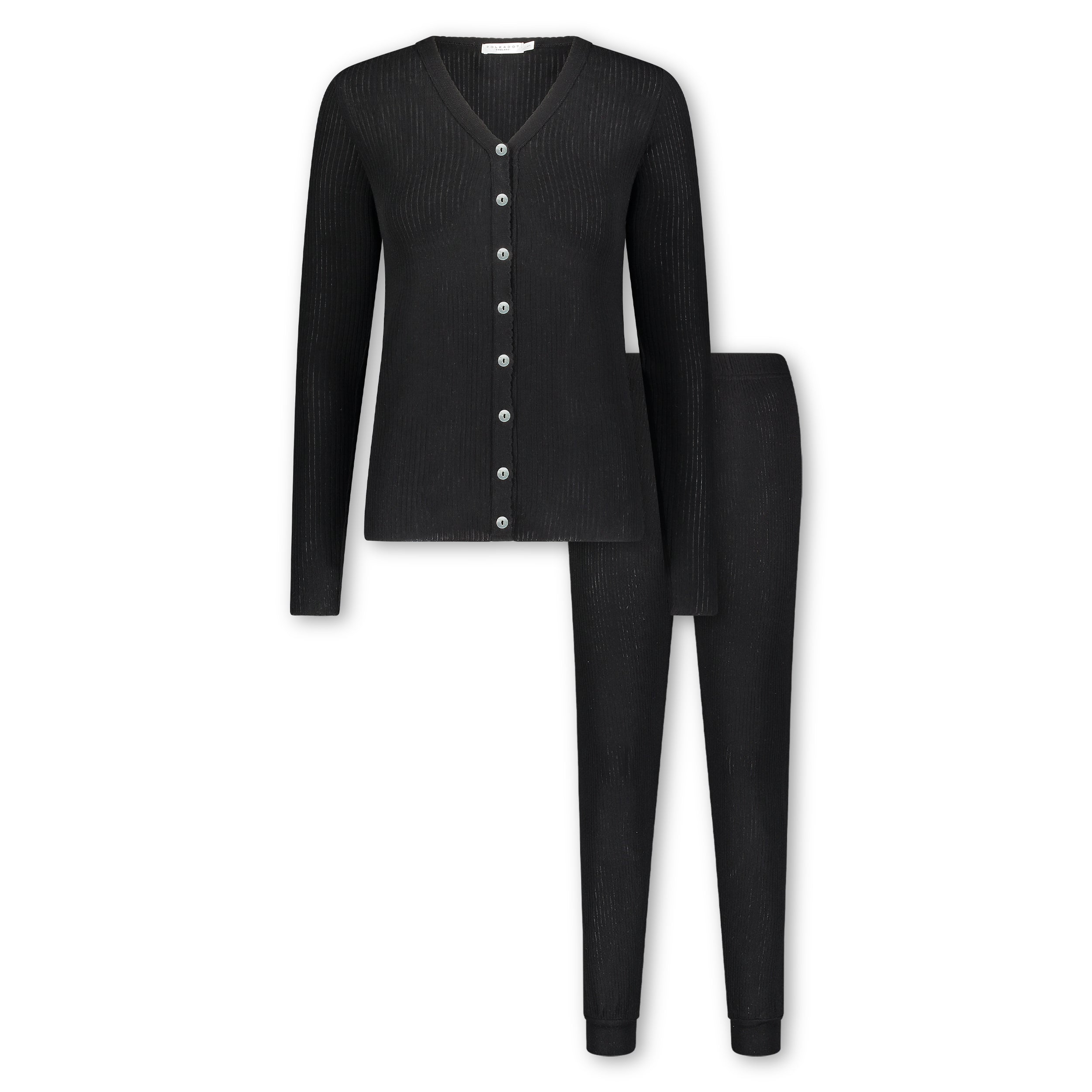 Jane Slouchy Rib PJ Set - Black