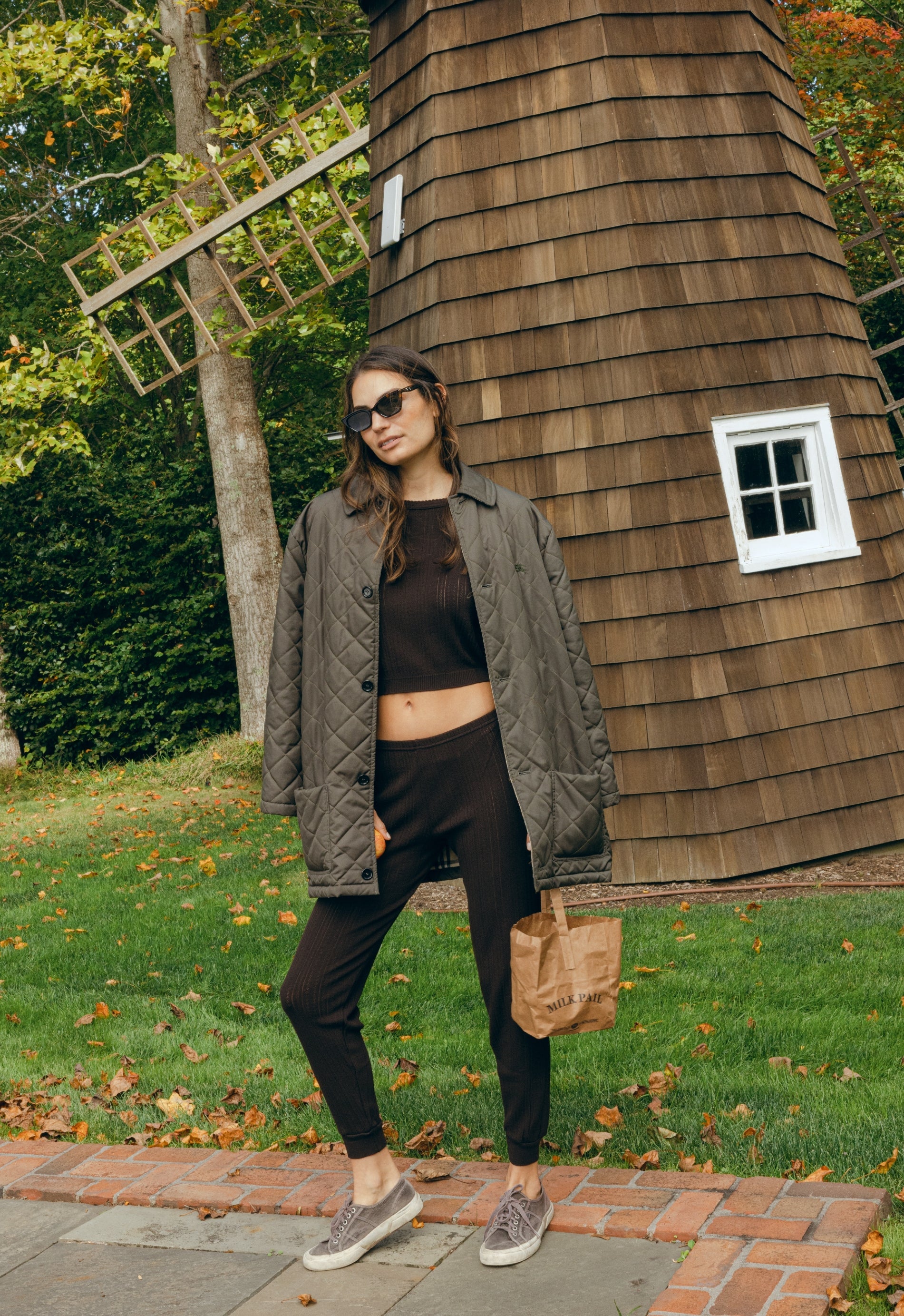 Sarah Jogger - Brown Windsor Pointelle