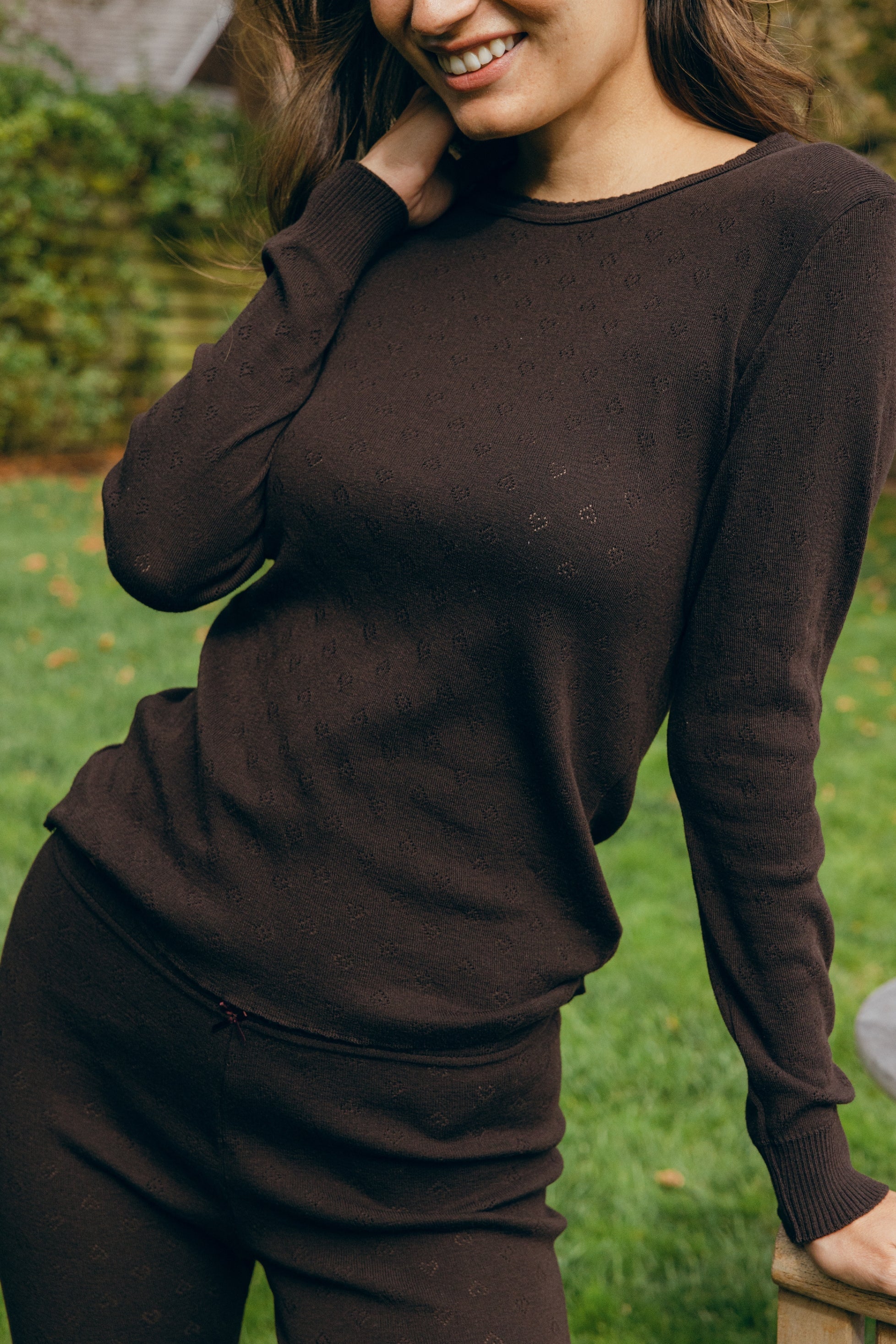 Rachel Slouchy - Brown Hearts Pointelle