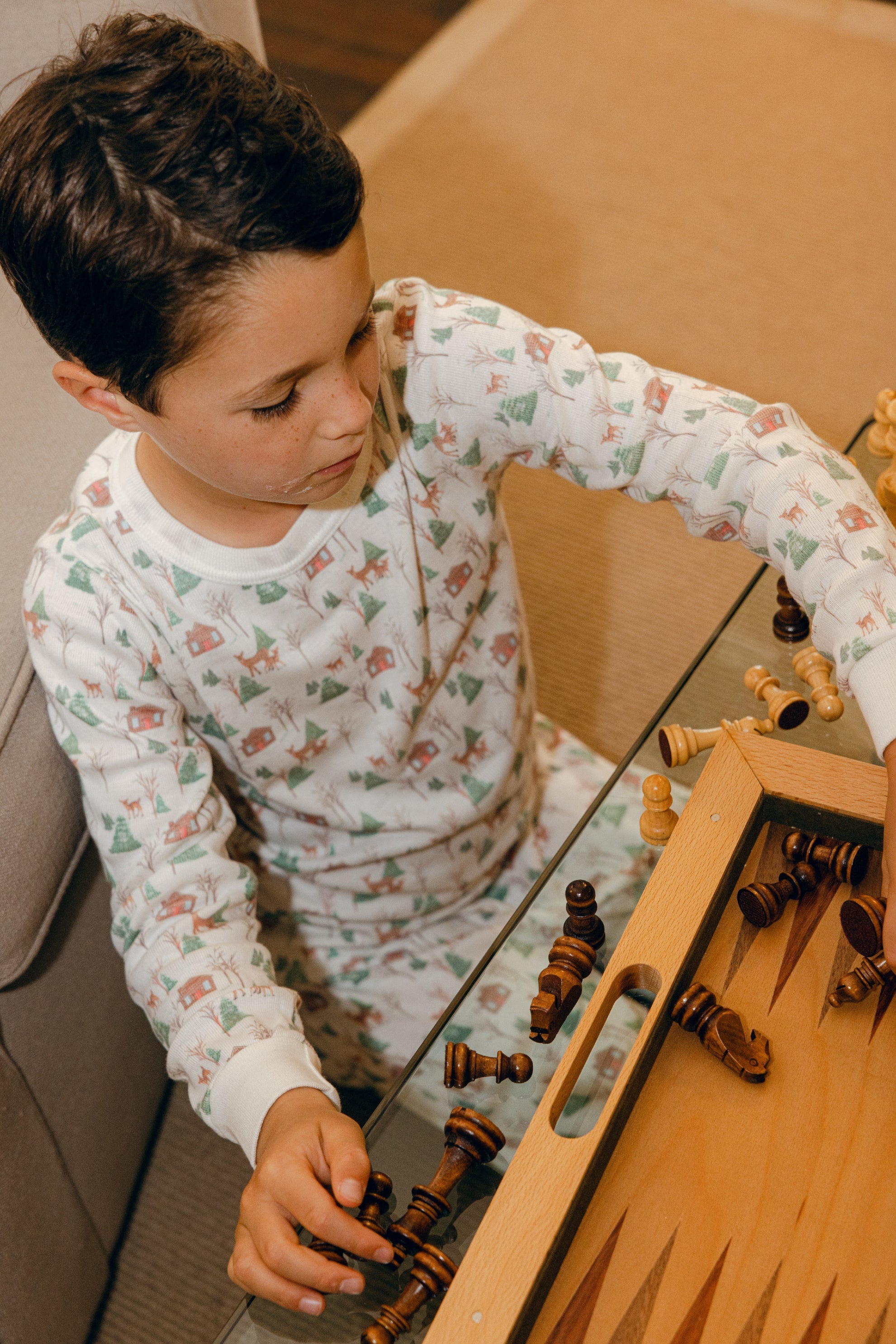 Boys & Baby Set Crew LS & Pant - Rustic Deer Print