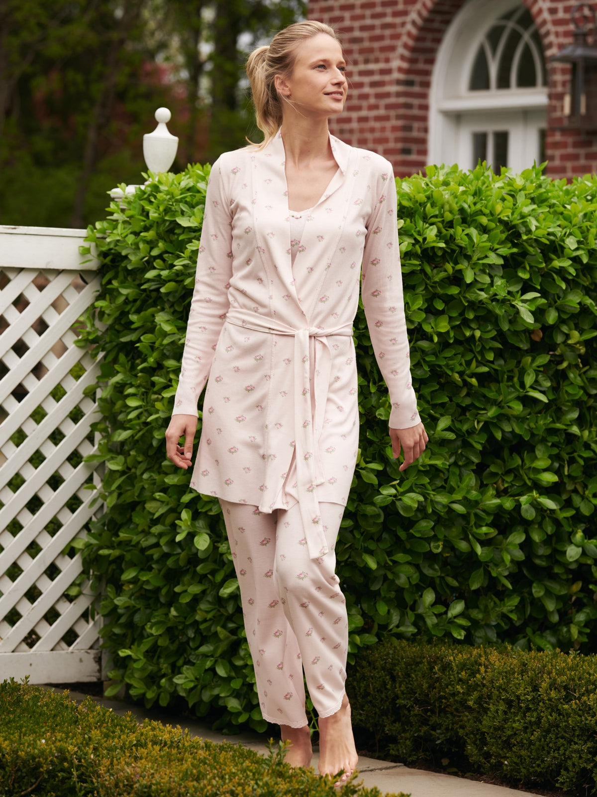 Frankie Cardigan Robe - Pink Vintage Rose Print