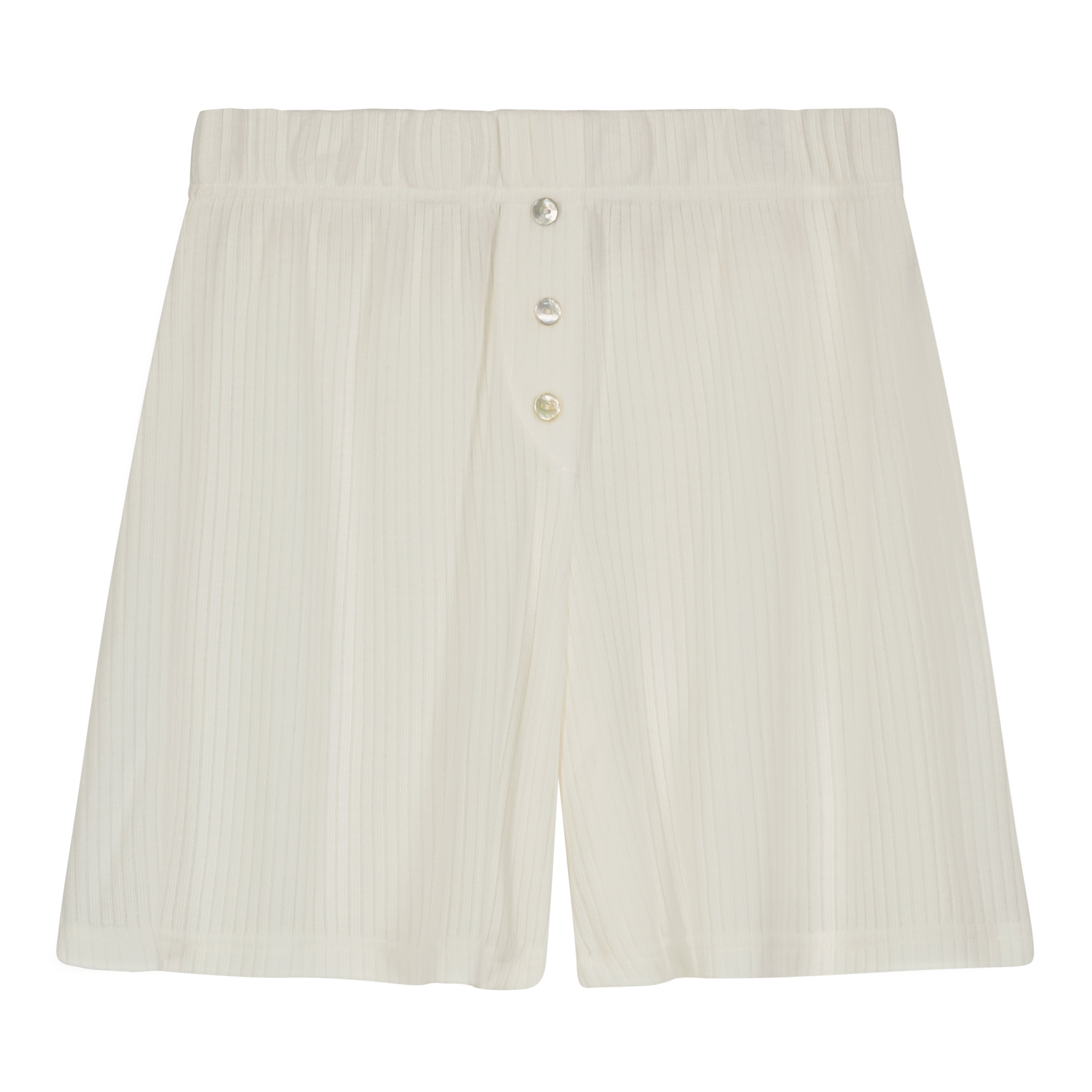 Mara Slouchy Rib Short Set - Cream Rib Knit