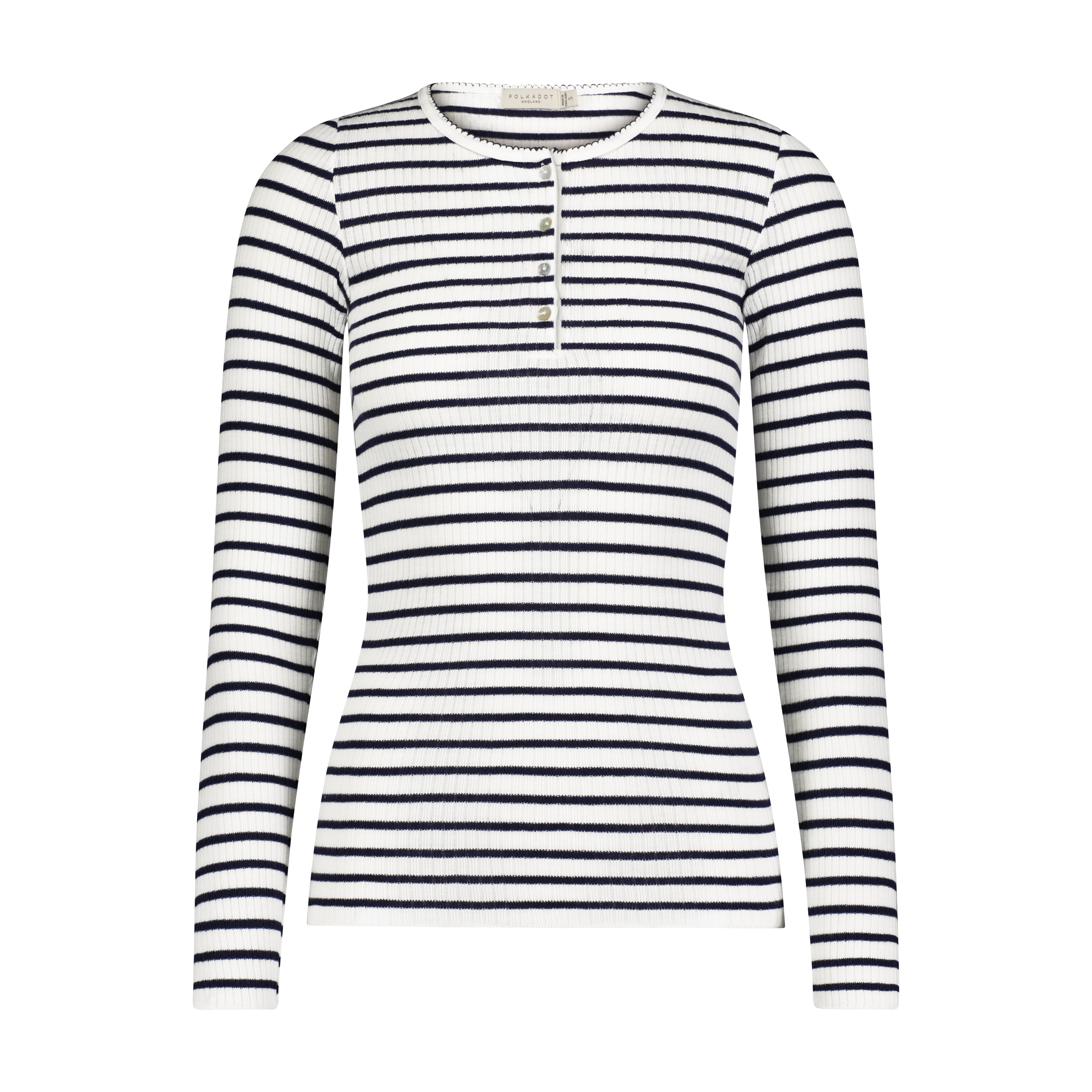Henley Fitted Long Sleeve - Breton Rib Stripe
